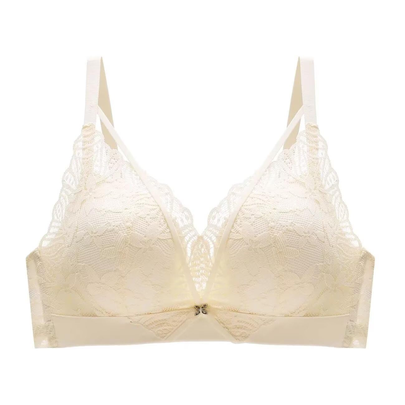 【送料無料】[Quntum A.E] 盛りブラ 極厚6cmパッド入り ノンワイヤー 3つのスタイル セクシーランジェリー 下厚カップ バッククロス ブラ 単品 ブラジャー バストアップ 谷間メイク 持ち上げ 寄せブラ 色：アイボリー、サイズ：M