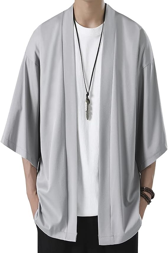 【送料無料】[enoco land] 和風 夏服 無地 メンズ 七分袖 羽織 カーディガン 涼しい カジュアル 軽量 ..