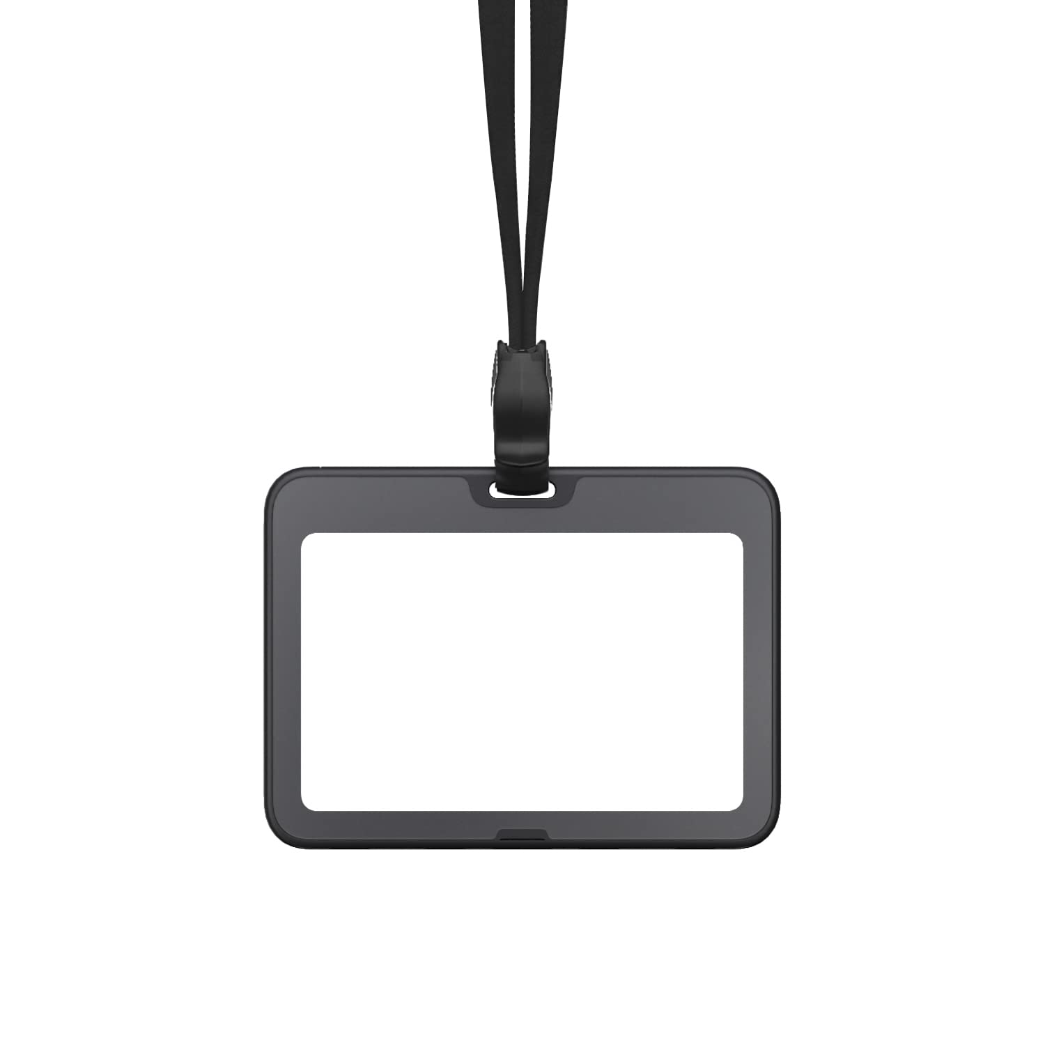 【送料無料】ASTAR 社員証ケース 横型 IDカードホルダー 首掛けネームホルダー パスケース 両面用 名札ケース ICカードケース定期入れ ストラップ付き 各種 クレジットカード サイズ/社員証 対応 色：ブラック、サイズ：1枚