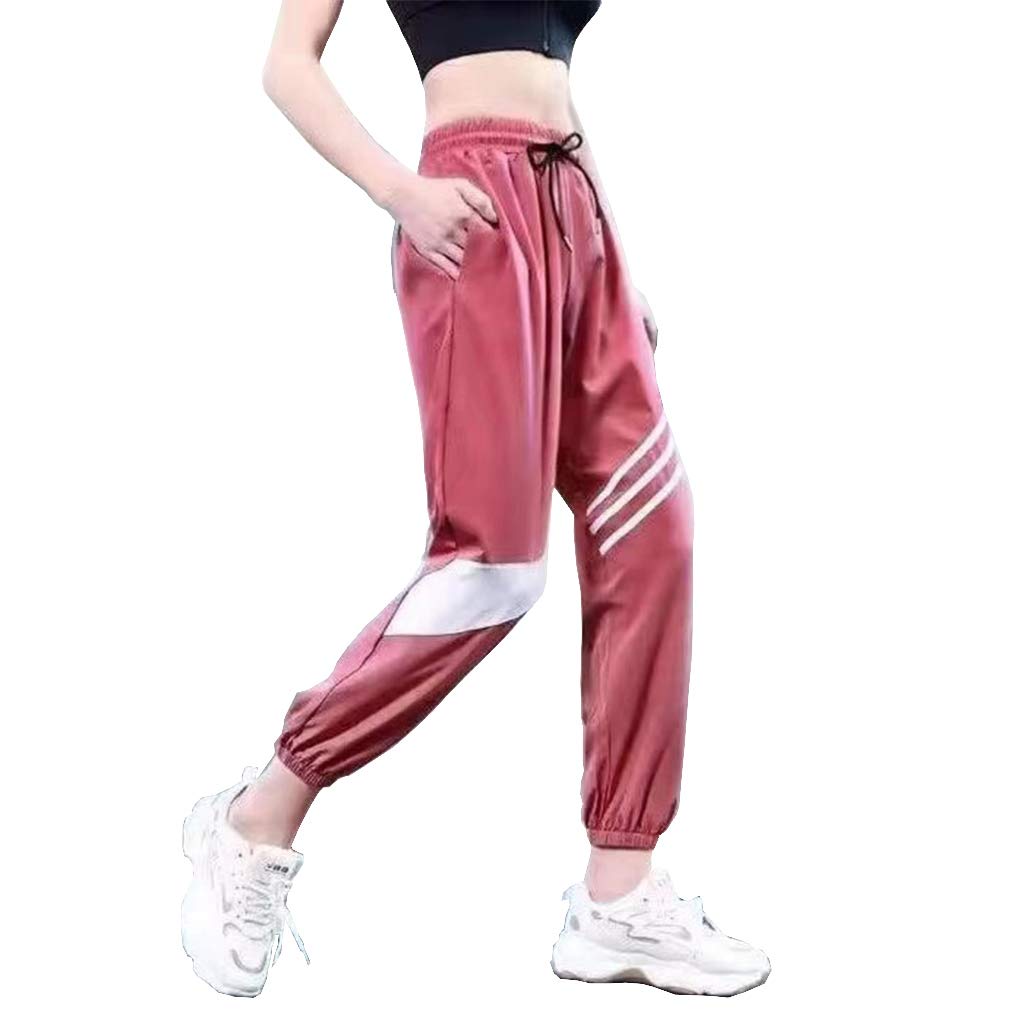 【送料無料】[Running sheep] レディース フィットネス ロングパンツ ジャージ ゆったり トレーニング ランニング ヨガパンツ 色：ピンク、サイズ：M