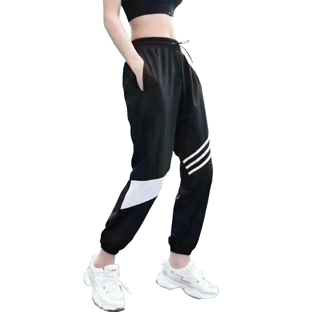 【送料無料】[Running sheep] レディース フィットネス ロングパンツ ジャージ ゆったり トレーニング ランニング ヨガパンツ 色：ブラック、サイズ：XL