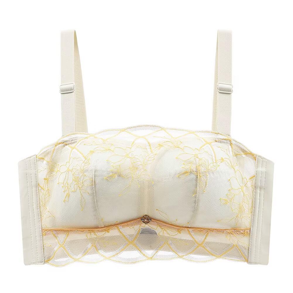 【送料無料】[Quntum A.E] ブラジャー 谷間チラ見え防止ブラ BCDカップ対応 2WAY 谷間カバー 脇高 ストラップ取外し可 胸を小さく見せる ノンワイヤー 薄手 色：オフホワイト、サイズ：4XL