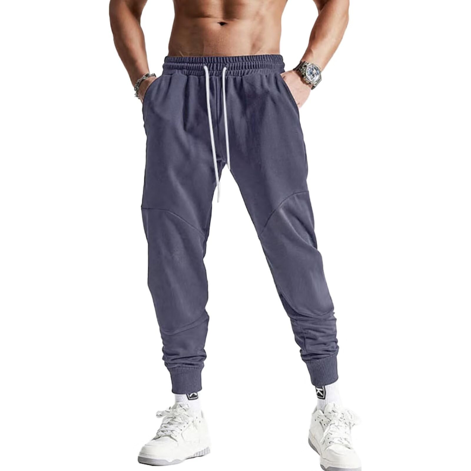 【送料無料】[UUEN] ジョガーパンツ メンズ スポーツ ジムトレ ボトムス トレーニング スウェットパンツ スエット ランニング フィットネス おしゃれ スリム スウェットパンツ ロングパンツ 無地 色：ダークグレー、サイズ：3XL