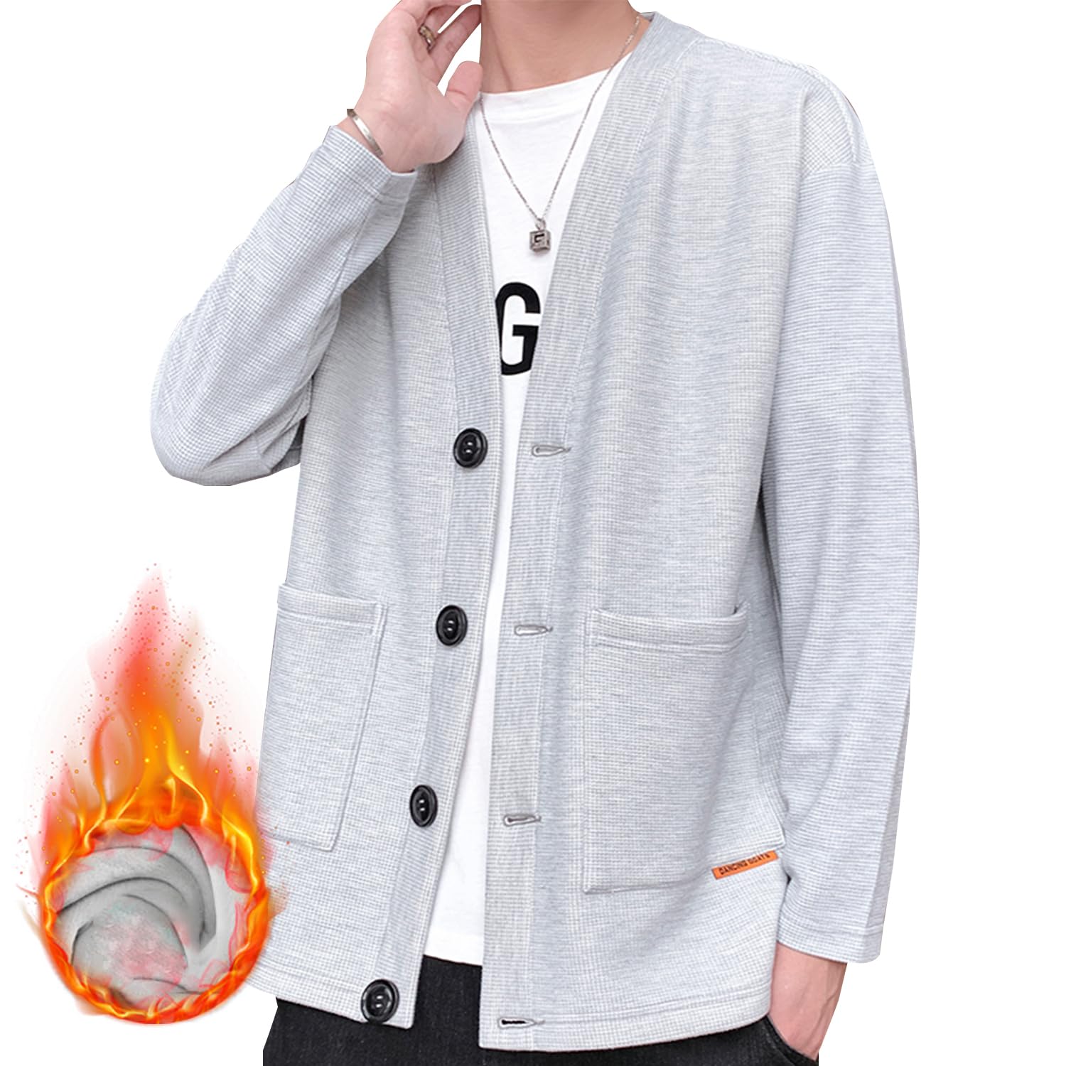 【送料無料】[Metakey] メンズ 秋服 カーディガン 和式カーディガン 長袖 メンズ 無地 セーター 羽織 ..