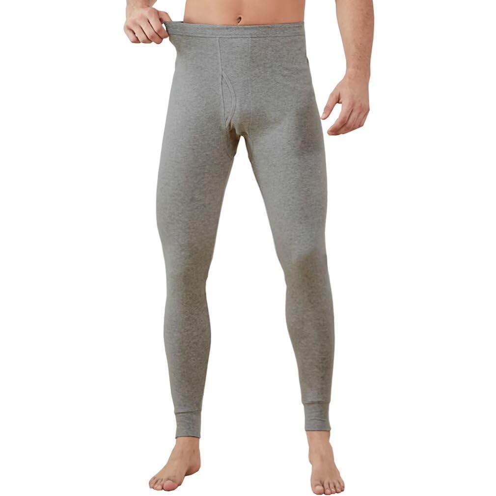 【送料無料】[Running sheep] 防寒タイツ メンズ 前開き あったかインナー 綿 ズボン下 保温 インナーウェア レギンス ステテコ ロング スパッツ 秋冬 色：ダークグレー、サイズ：M