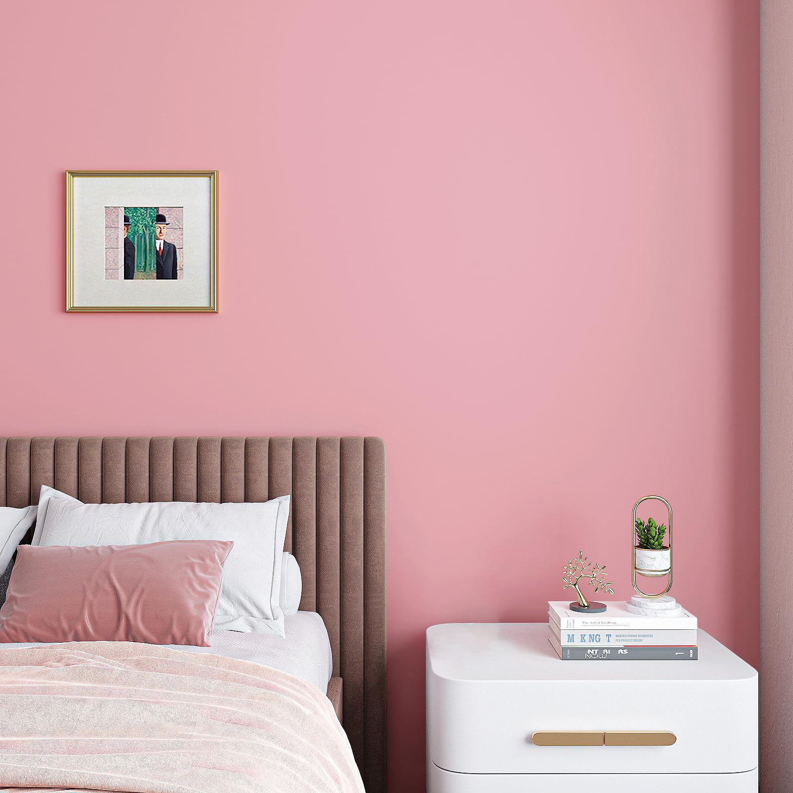 【送料無料】VaryPaper 壁紙シール 無地 カッティングシート リメイクシート ターコイズブルー のり付き40cm×8m 厚手 貼ってはがせる インテリア 壁補修 リフォーム キッチン 装飾シート ビニールシール 防水 防汚 耐熱 おしゃれ 色：ピンク、サイズ：幅40 cm x 長さ2 m