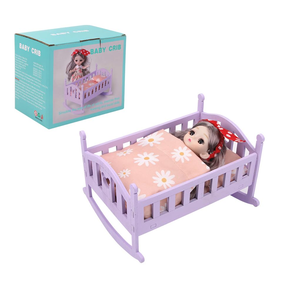 【送料無料】ミニチュアベビーベッドモデル 木製ベビーベッドアクセサリー おもちゃセット 赤ちゃん用