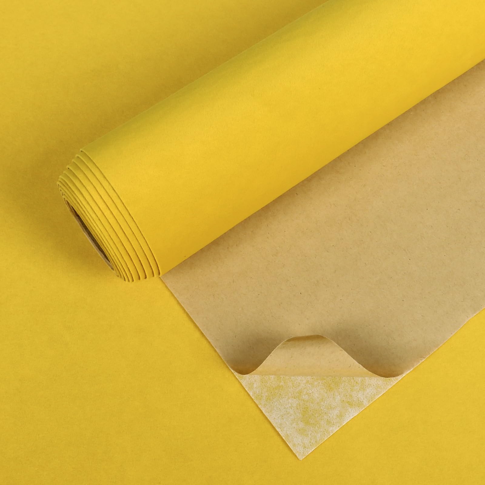 【送料無料】VEELIKE 植毛布 壁紙シール 押入れシート 吸光 吸湿 吸音 自粘着植毛布 背景シート カッティングシート 無反射植毛布 色：イエロー、サイズ：幅40 cm x 長さ3 m