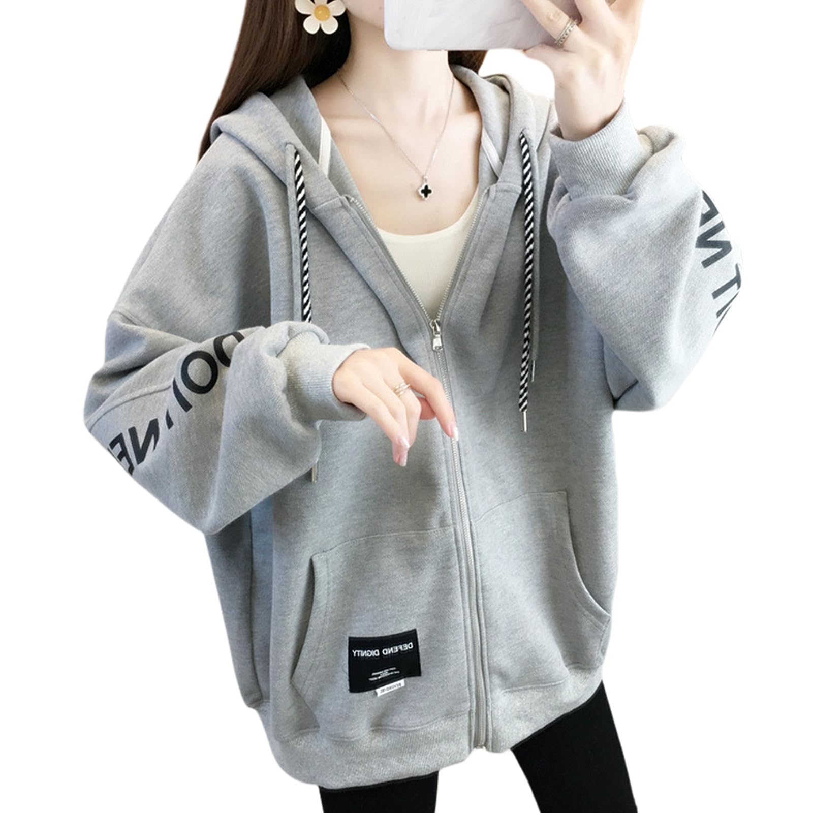 【送料無料】[TeMibery Lyric] パーカー レディース ロゴ フード付き ジップアップ トレーナー 長袖 コ..