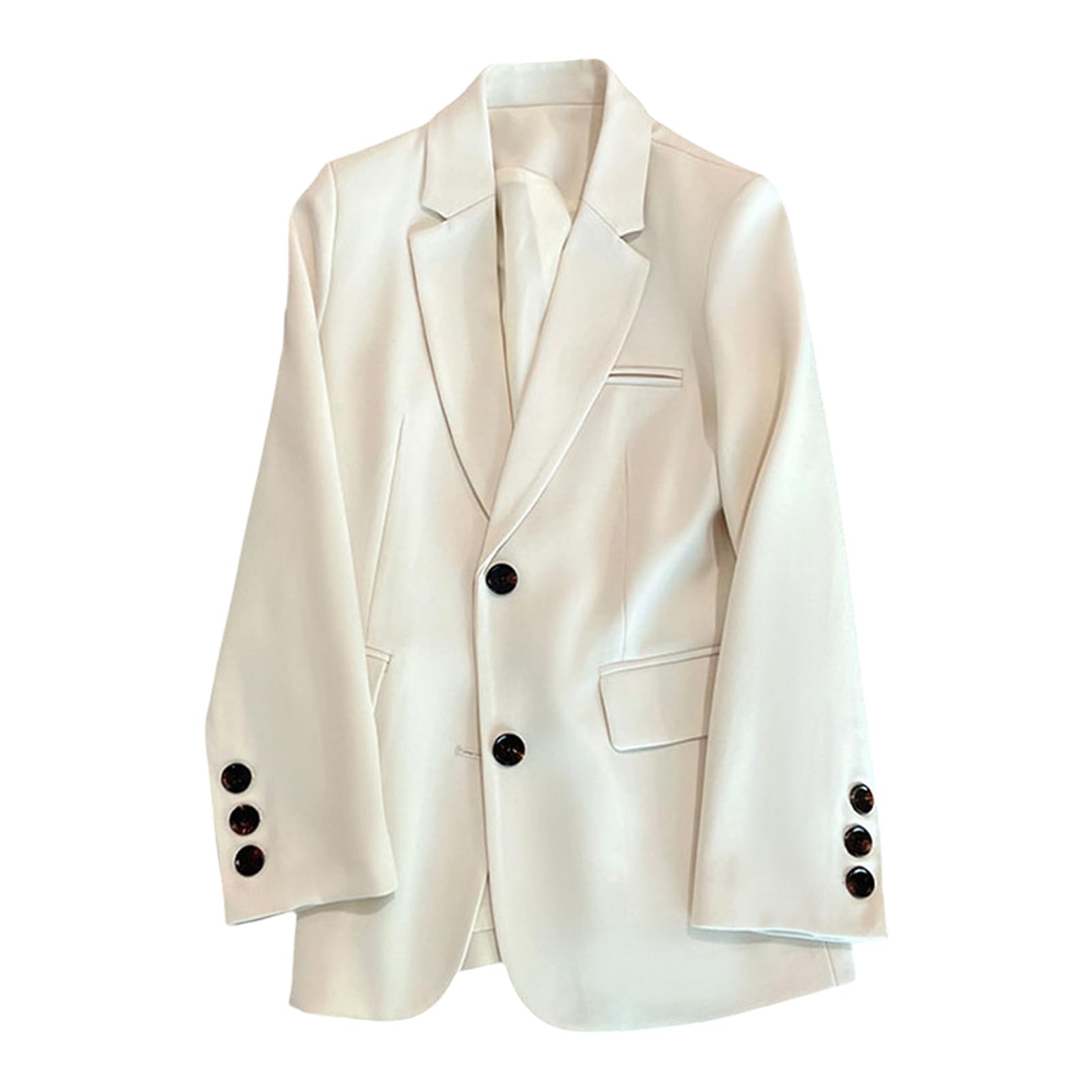 【送料無料】[TeMibery Lyric] ジャケット レディース vネック コート トップス カジュアル アウター ゆったり 長袖 おしゃれ ビジネス 春 秋 冬 薄手 きれい 大きいサイズ 上品 着痩せ 無地 ブレザー エレガント 体型カバー 秋服 オフ 色：ベージュ、サイズ：Free Size