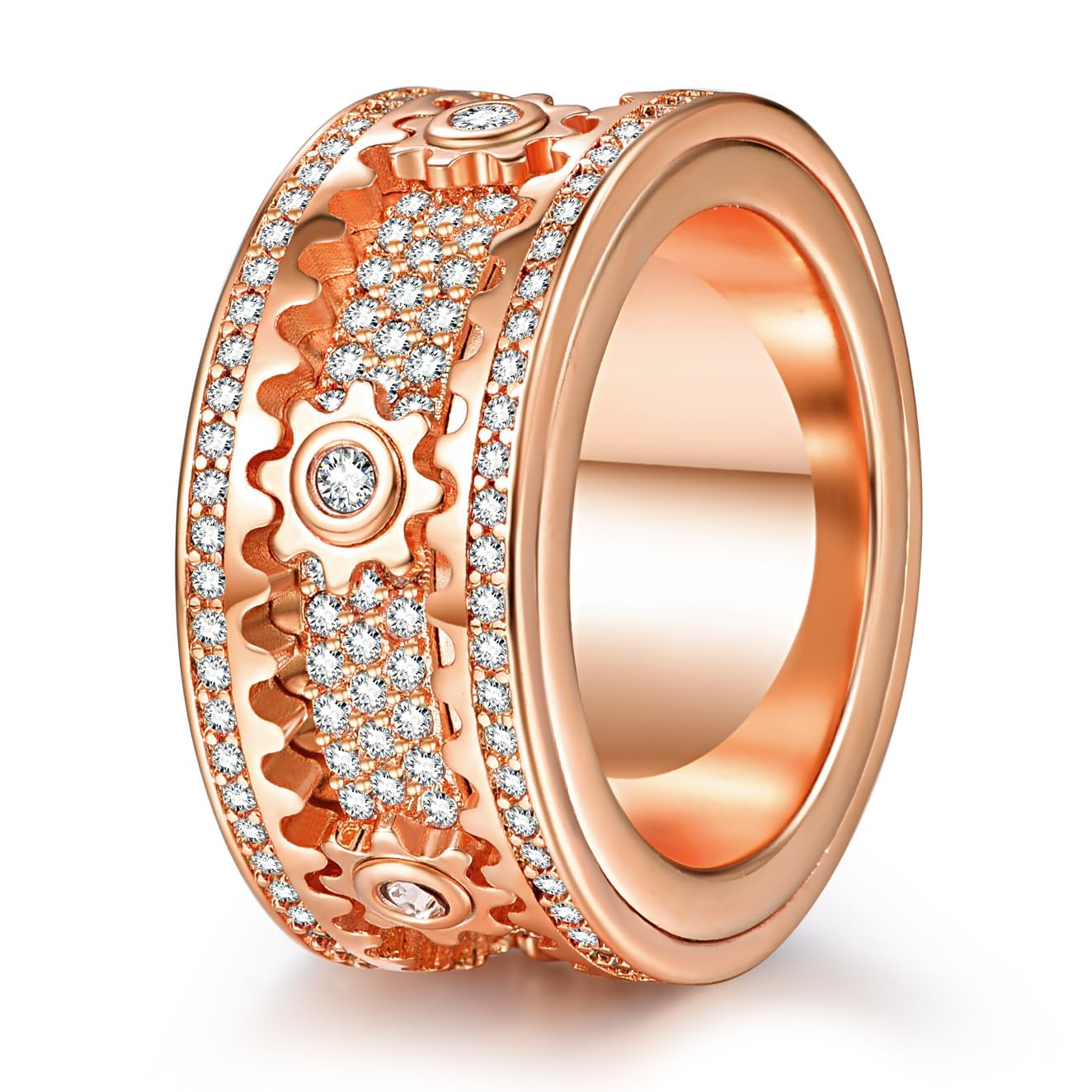 【送料無料】083BASE | ユニークギアデザイン メンズリング | 銅製 | 10mm幅 | キュービックジルコニア..