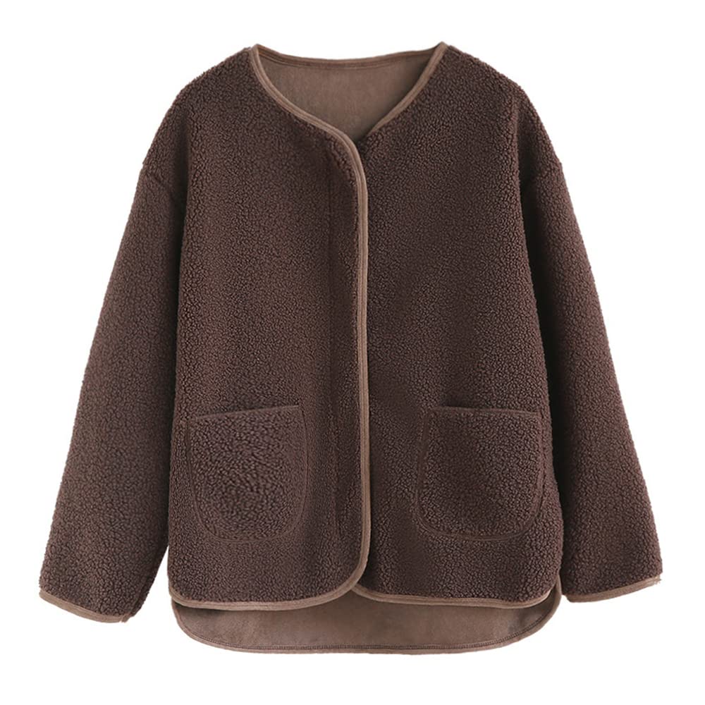 【送料無料】Wnodruke ソフトボアフリース カーディガン ノーカラー レディース ボアフェイクムートン..