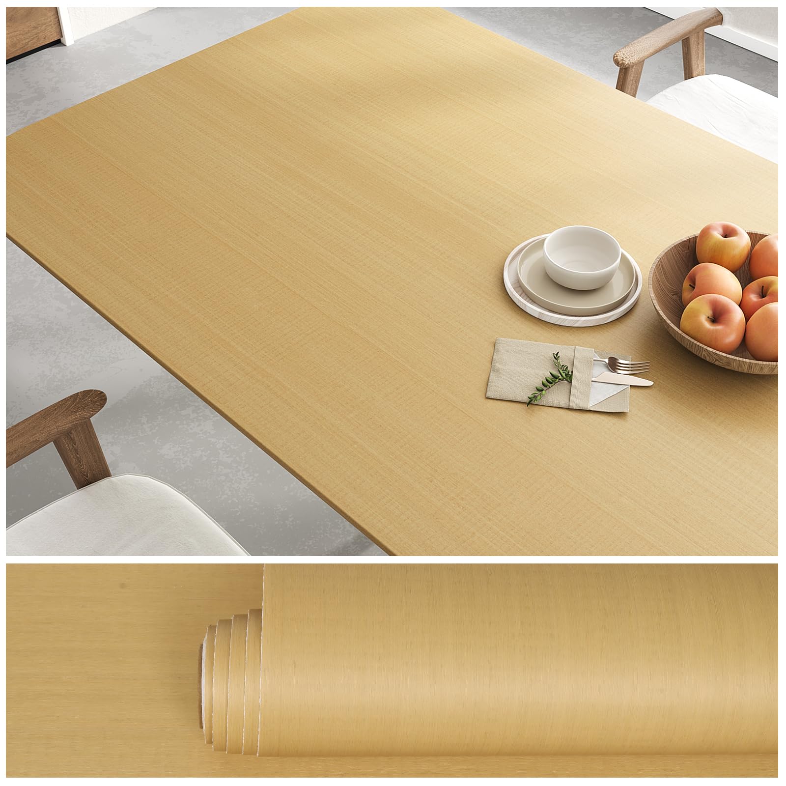 【送料無料】VEELIKE 壁紙シール リメイクシート カッティングシート 木目 3m 9m 色：イエロー、サイズ：長さ3mx幅0.4m