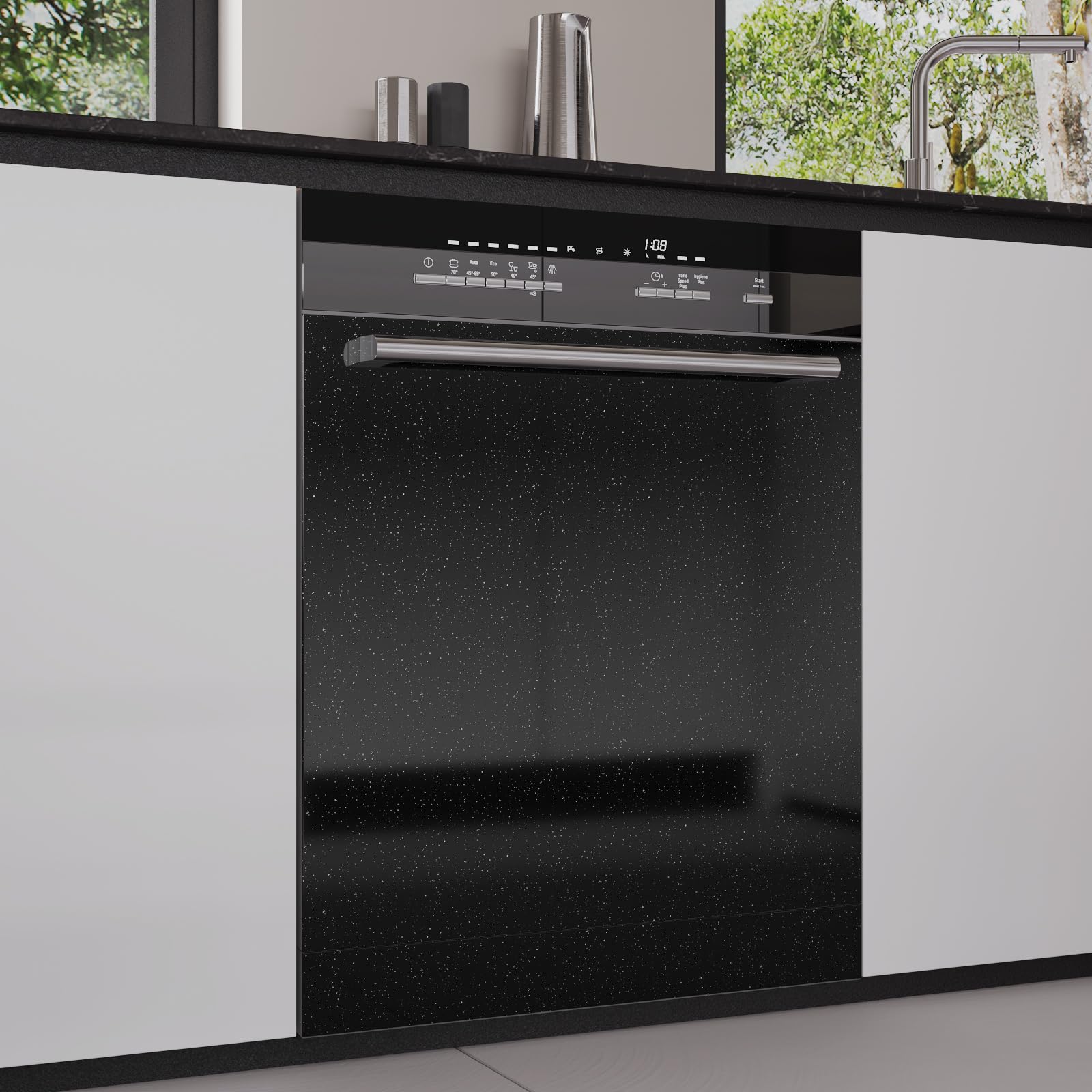 【送料無料】VaryPaper リメイクシート 光沢あり 壁紙シール 剥がせる 簡単貼付 インテリア 防水/防油 リフォーム 補修 家具DIY クローゼット 浴室 キッチン 台所 部屋 貼るだけ 模様替え ビニール 色：ブラック、サイズ：幅40 cm x 長さ2 m