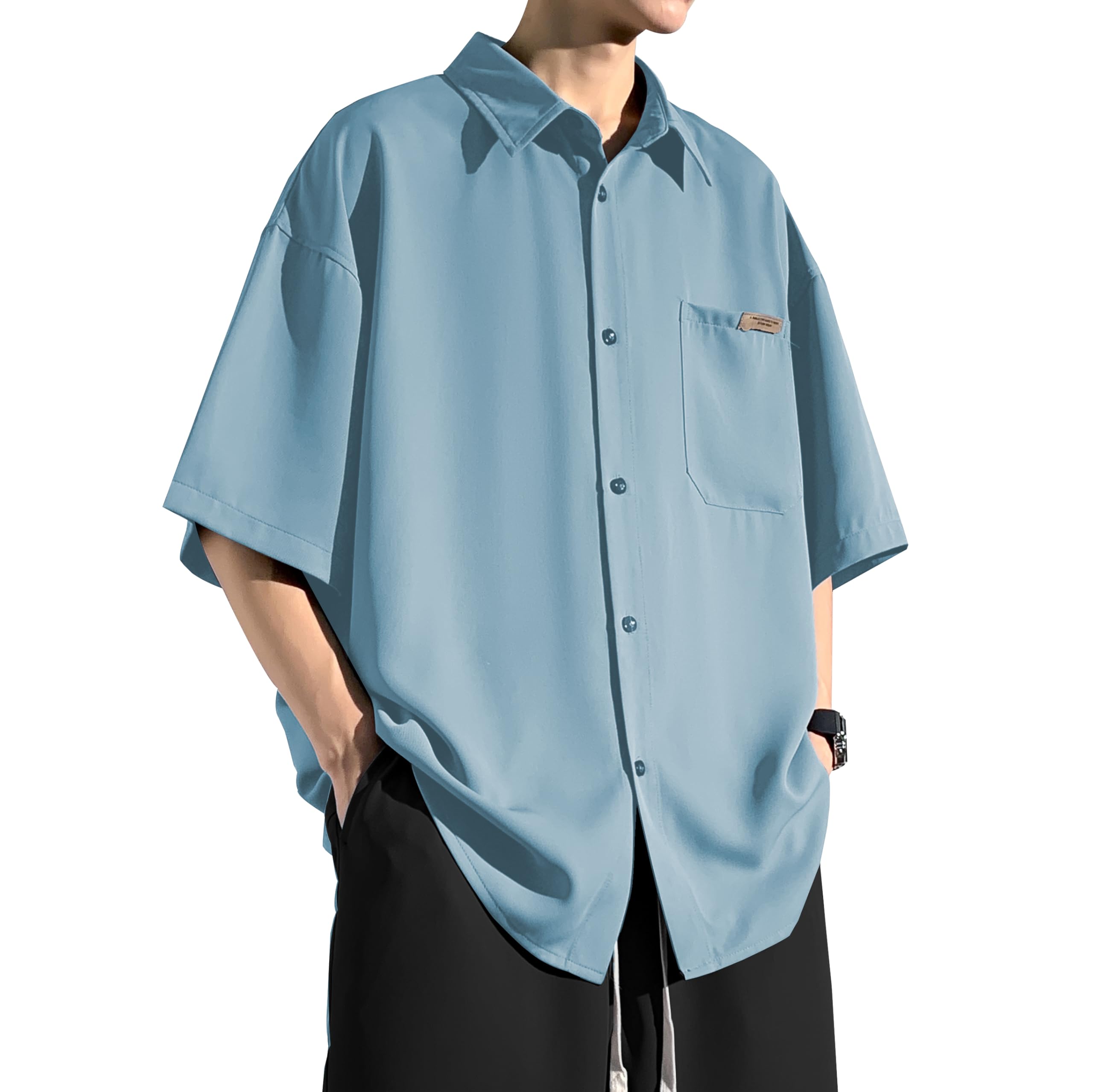 【送料無料】[Metakey] メンズ シャツ 半袖 夏服 五分袖 冷感 メンズ おおきい サイズ ゆったり アイス..