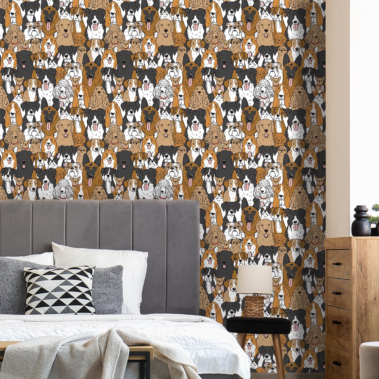 【送料無料】VaryPaper 壁紙 ウォールステッカー 44.5cmx200cm リメイクシート ドッグ 犬 可愛い 剥が..