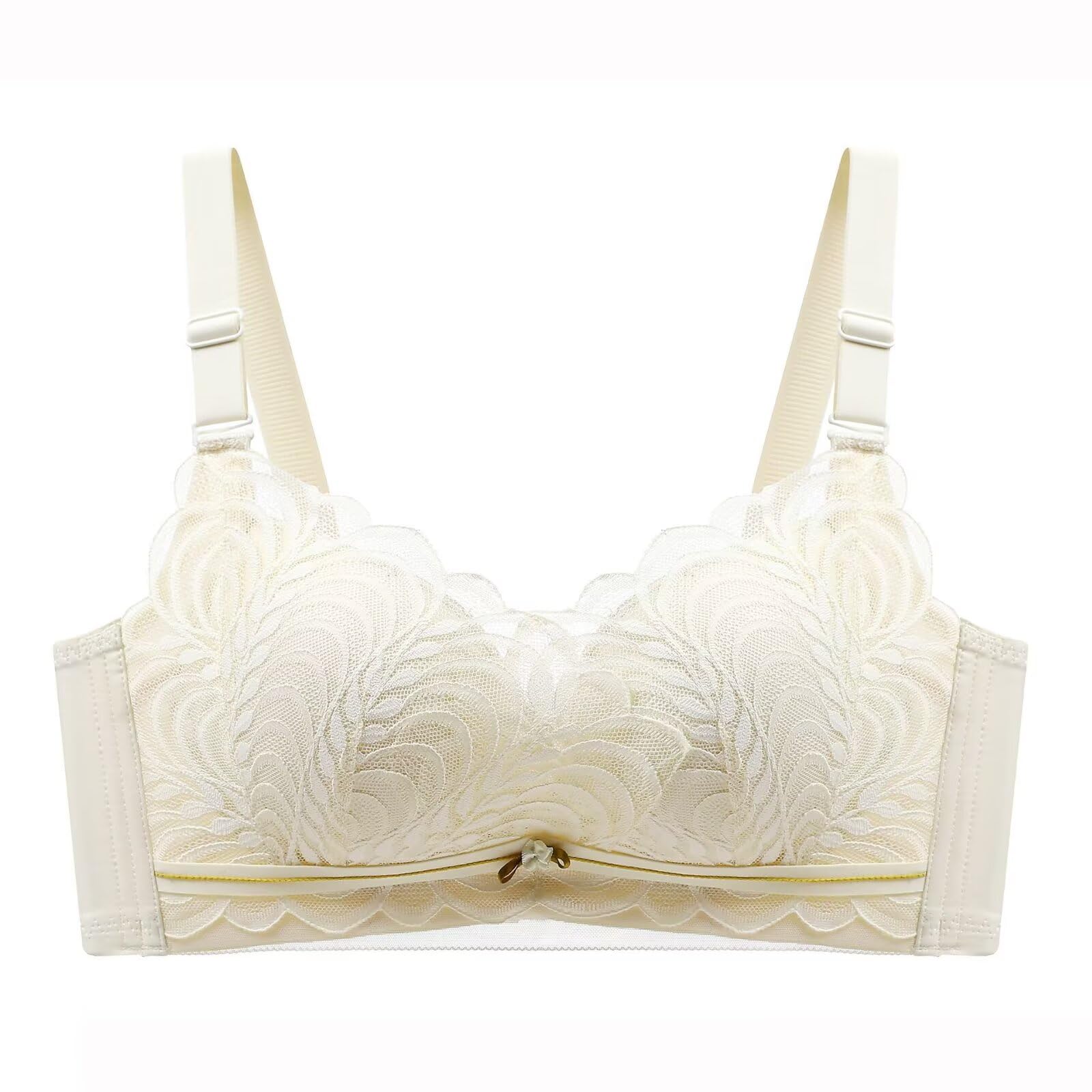 【送料無料】[Quntum A.E] 盛りブラ 極厚6cmパッド入り ノンワイヤー 3つのスタイル セクシーランジェリー 下厚カップ バッククロス ブラ 単品 ブラジャー バストアップ 谷間メイク 持ち上げ 寄せブラ 色：アイボリーX、サイズ：XL