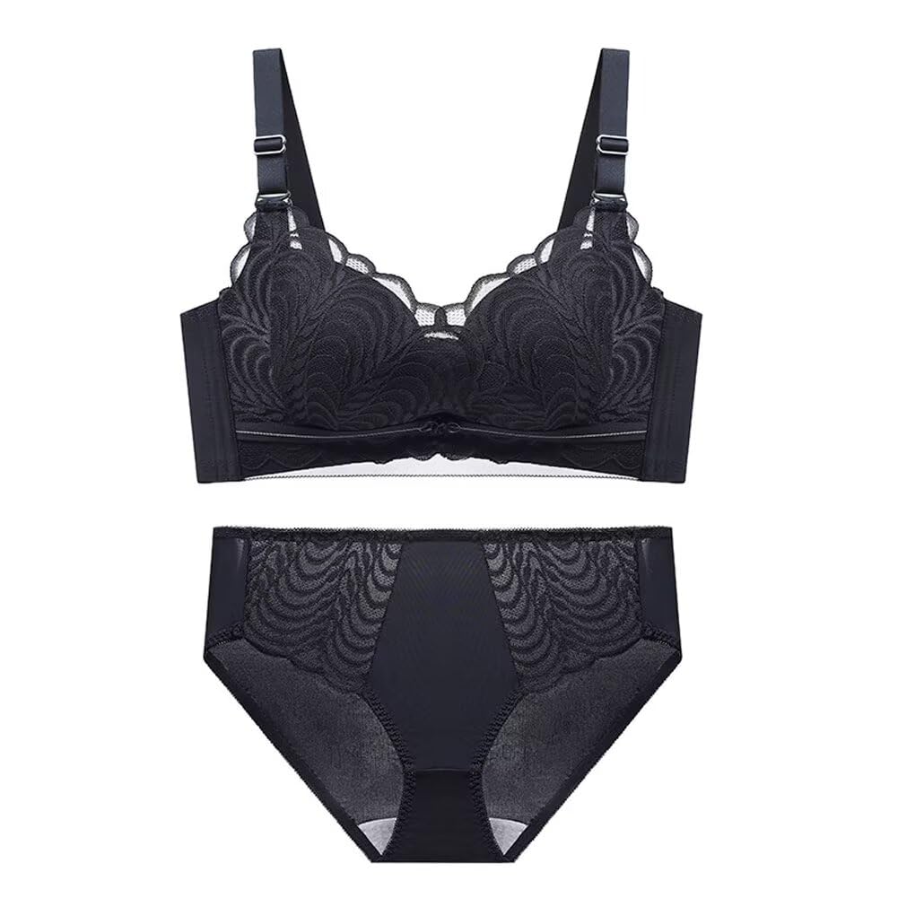 【送料無料】[Quntum A.E] 盛りブラ 極厚6cmパッド入り ノンワイヤー 3つのスタイル セクシーランジェリー 下厚カップ バッククロス ブラ 単品 ブラジャー バストアップ 谷間メイク 持ち上げ 寄せブラ 色：ブラックXセット、サイズ：XL