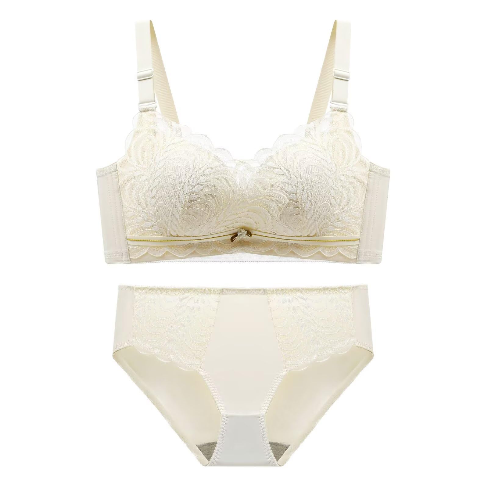 【送料無料】[Quntum A.E] 盛りブラ 極厚6cmパッド入り ノンワイヤー 3つのスタイル セクシーランジェリー 下厚カップ バッククロス ブラ 単品 ブラジャー バストアップ 谷間メイク 持ち上げ 寄せブラ 色：アイボリーXセット、サイズ：XL