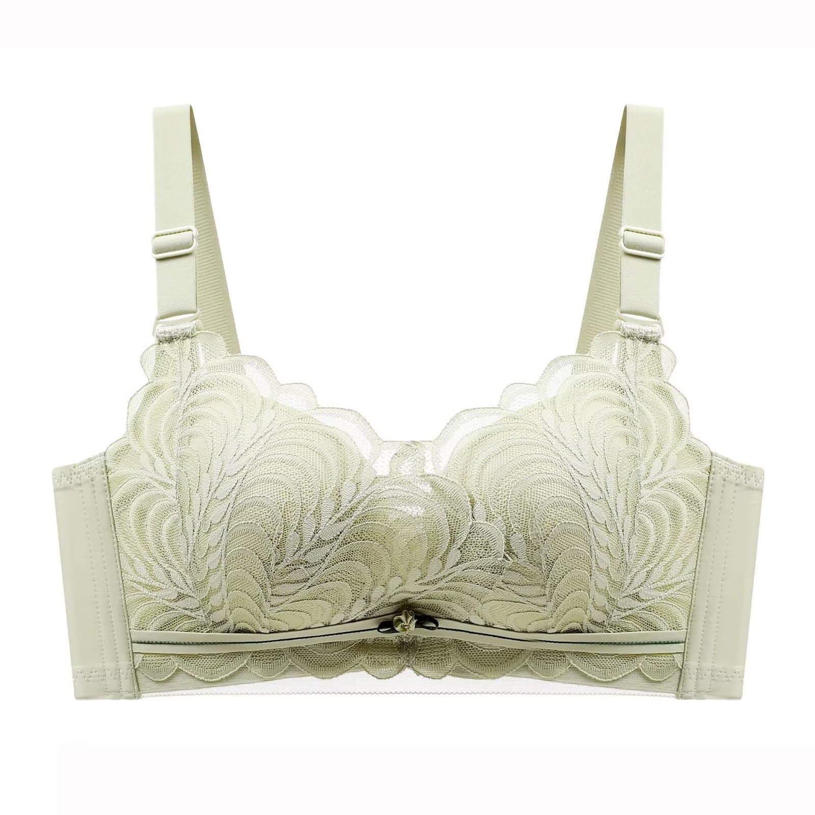 【送料無料】[Quntum A.E] 盛りブラ 極厚6cmパッド入り ノンワイヤー 3つのスタイル セクシーランジェリー 下厚カップ バッククロス ブラ 単品 ブラジャー バストアップ 谷間メイク 持ち上げ 寄せブラ 色：グリーンX、サイズ：M