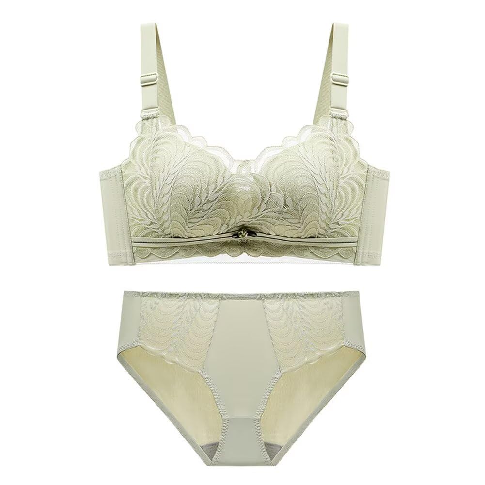 【送料無料】[Quntum A.E] 盛りブラ 極厚6cmパッド入り ノンワイヤー 3つのスタイル セクシーランジェリー 下厚カップ バッククロス ブラ 単品 ブラジャー バストアップ 谷間メイク 持ち上げ 寄せブラ 色：グリーンXセット、サイズ：L