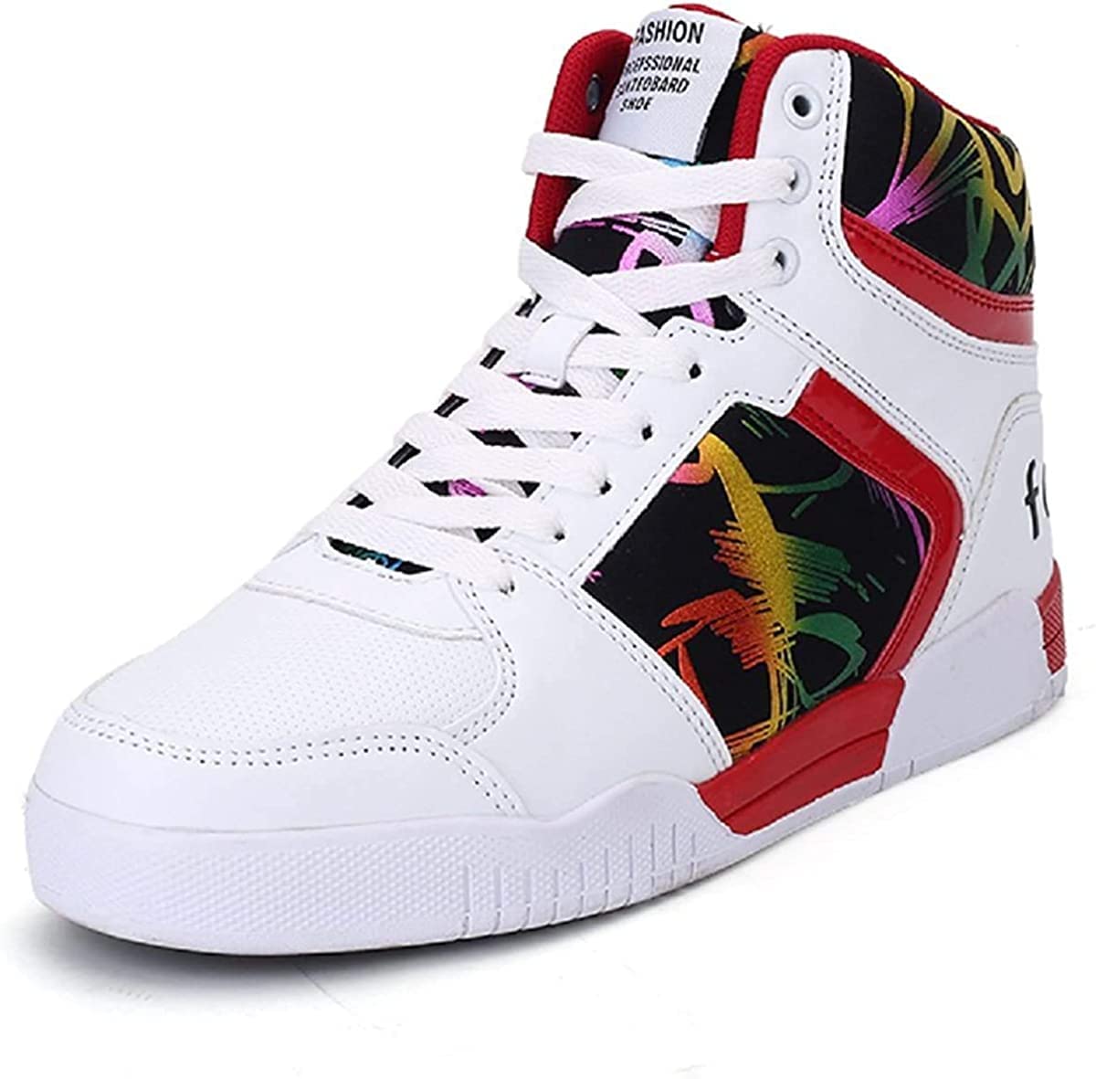 【送料無料】[Run Show] ストリート風 ハイカットスニーカー メンズ カラフルスケートボードシューズ ..