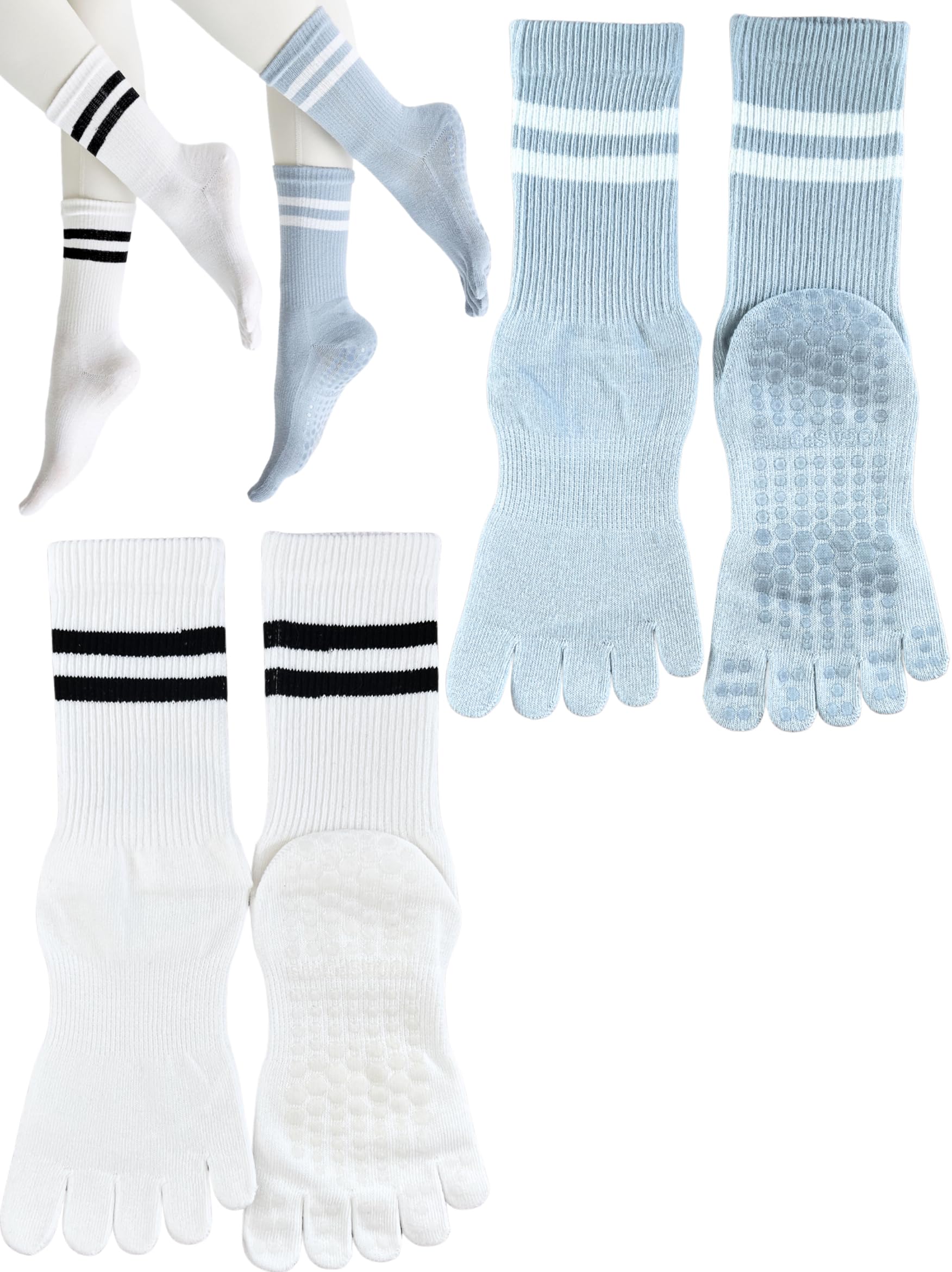 【送料無料】[Monlyu] ヨガソックス 5本指 滑り止め レディース ピラティスソックス ヨガ 靴下 抗菌防..