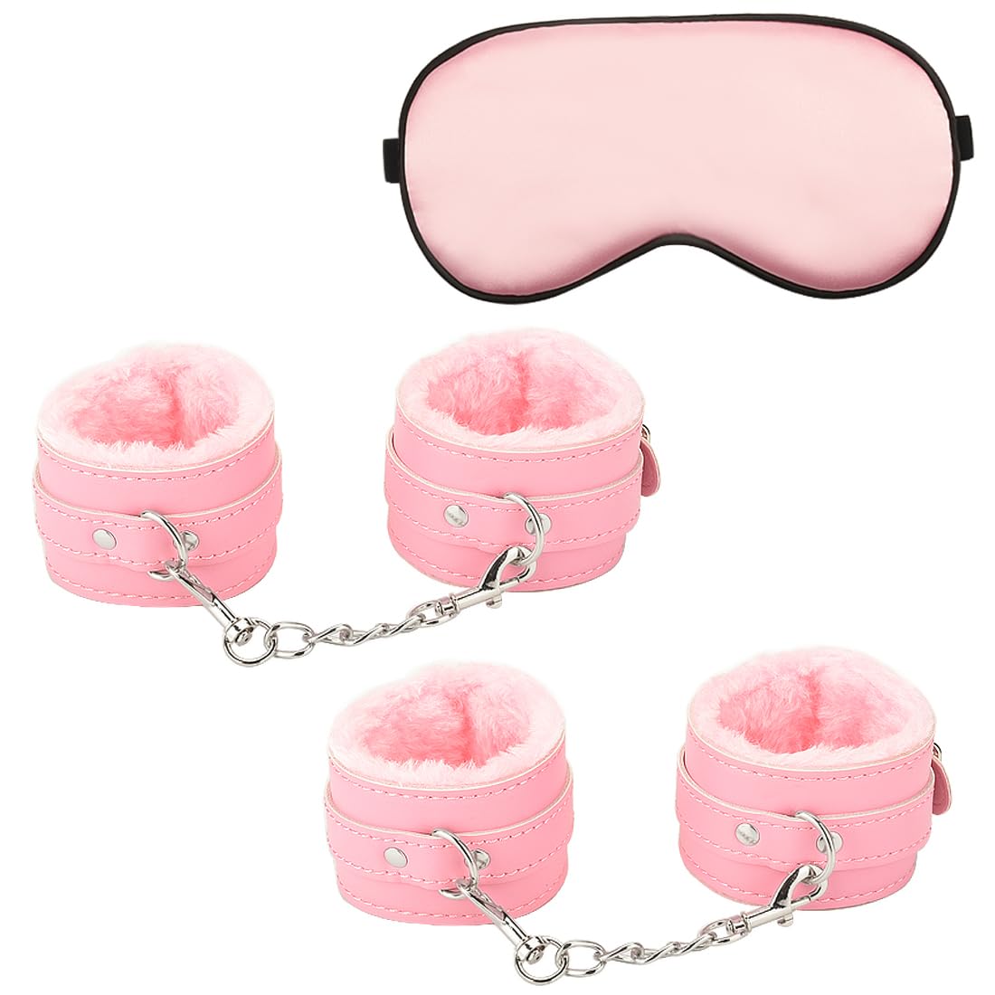 【送料無料】[Sukudon] SMグッズ 拘束 SMセット 足枷 手錠 アイマスク 手足拘束 ふわふわ 調節可能 痛..
