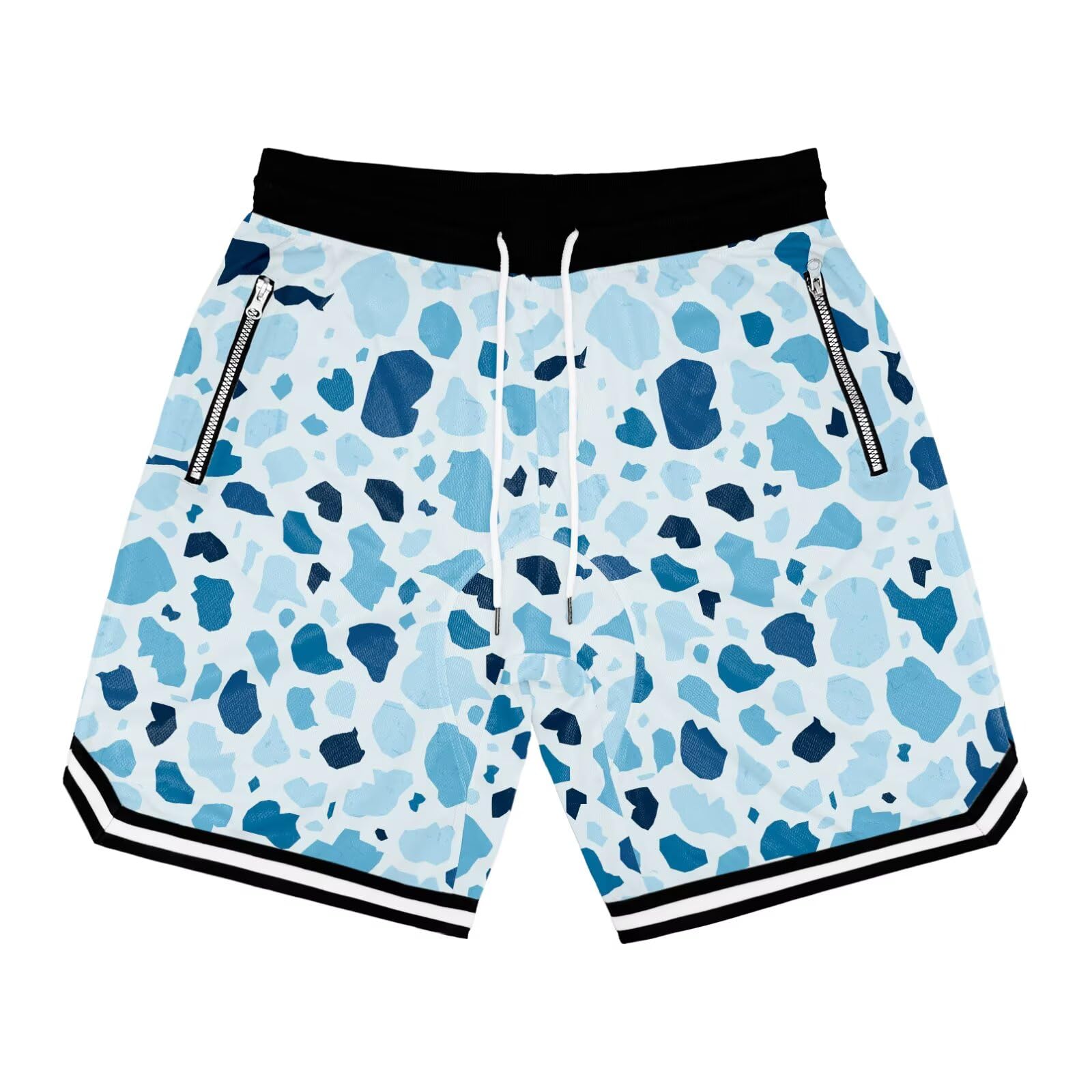 【送料無料】[UUEN] バスケットボールパンツ メンズ スポーツウェア ヒップホッププリント ショーツ トレーニングショーツ ランニング 速乾 通気性 メッシュ バスケットボールパンツ UVカット 色：BW14、サイズ：XL