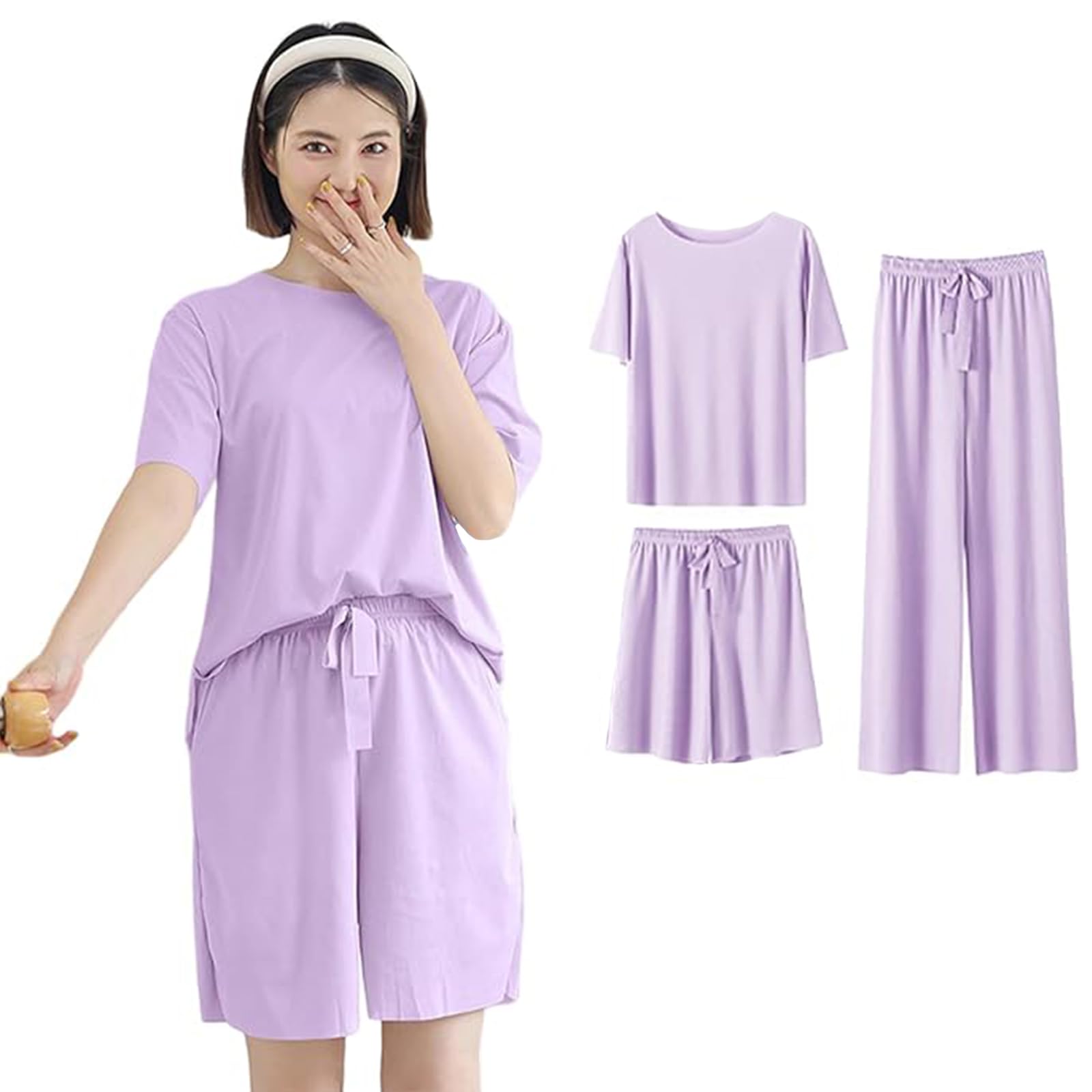 【送料無料】[Guooryvner] グオーリーブナー パジャマ レディース ルームウェア 3点セット 上下セット ..