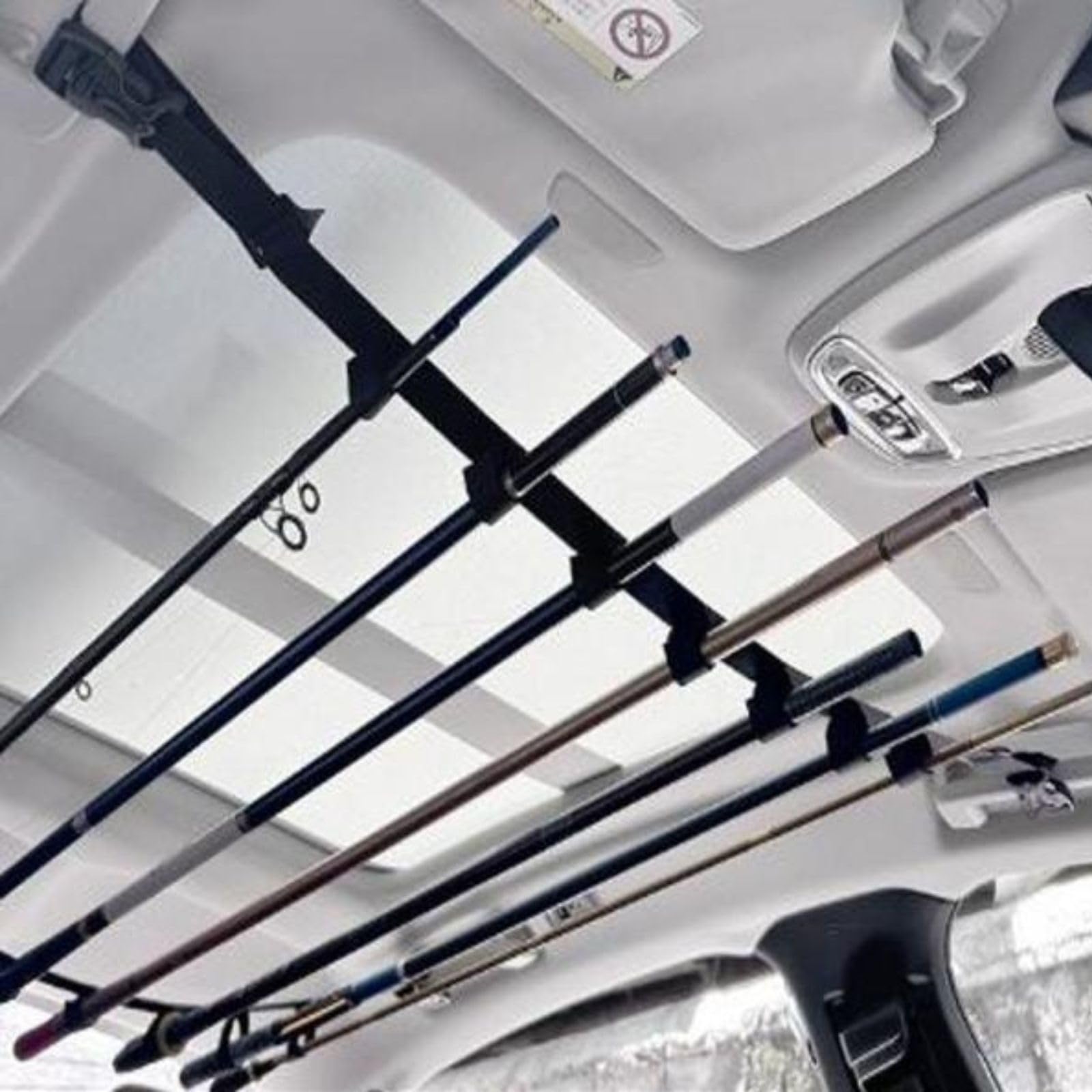 【送料無料】ASPALAND 車載 用 ロッドホルダー 7本 収納 車内 天井 釣り竿 ホルダー 竿置き ロッドキャリー ストラップ 色：ブラック、サイズ：Free