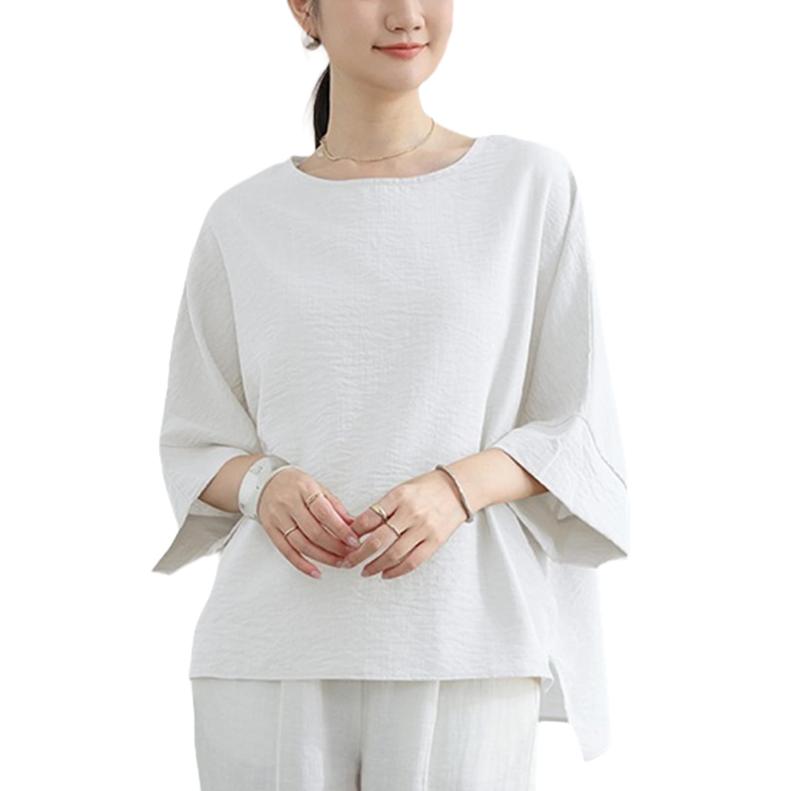 【送料無料】[TeMibery Lyric] tシャツ レディース カジュアル トップス フリルスリーブ クルーネック ..