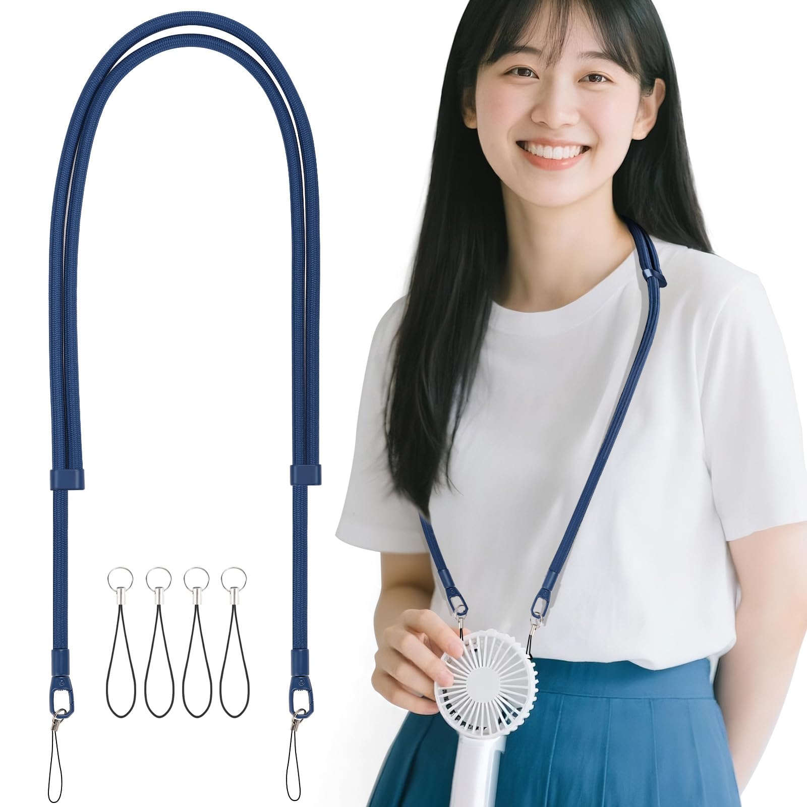 【送料無料】[Chisafly] ネックストラップ 携帯扇風機 ストラップ ハンディファン 無地 長さ調整可能 ..