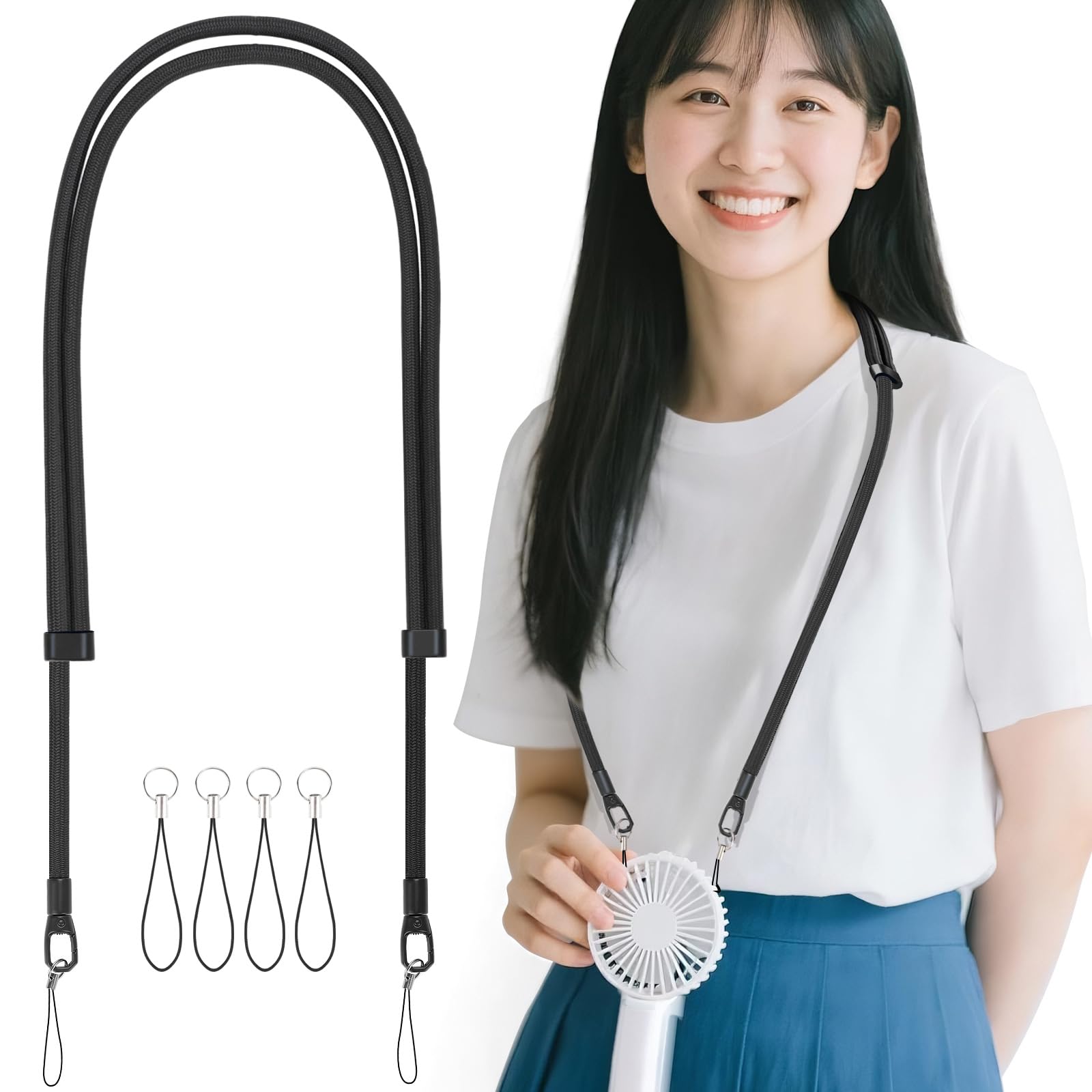 【送料無料】[Chisafly] ネックストラップ 携帯扇風機 ストラップ ハンディファン 無地 長さ調整可能 ..