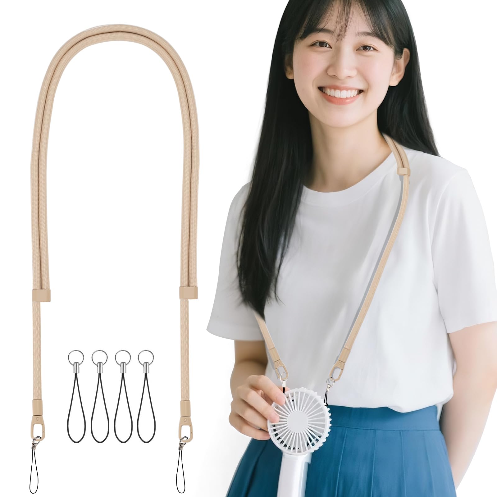 【送料無料】[Chisafly] ネックストラップ 携帯扇風機 ストラップ ハンディファン 無地 長さ調整可能 ..