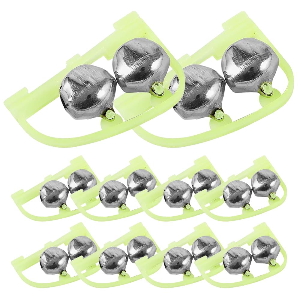 【送料無料】10pcs釣りベル 夜光ベル 魚ロッドアラーム ダブルベルクリップ 釣りバイトアラームベル 釣..