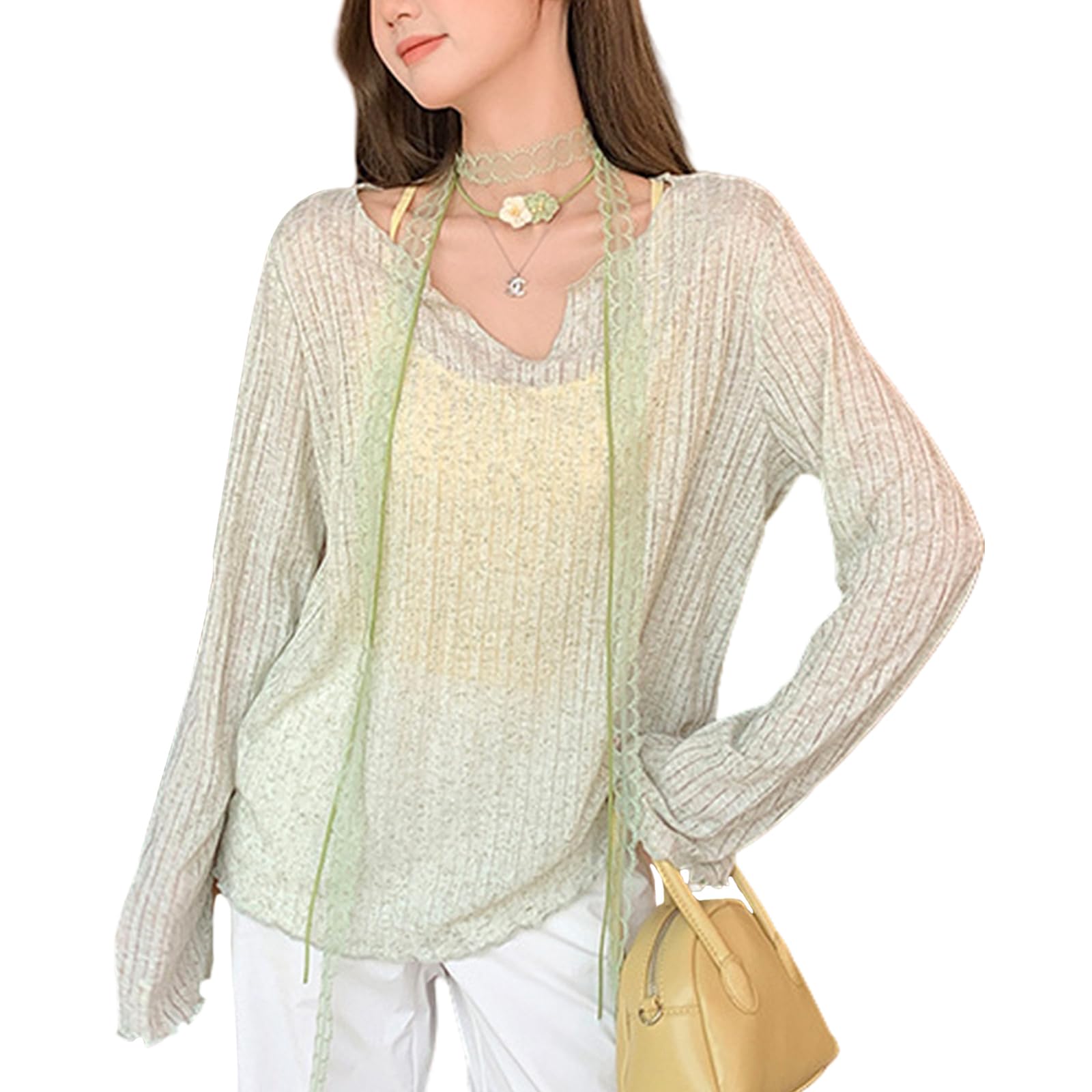 【送料無料】[Guooryvner] グオーリーブナー tシャツ レディース vネック カジュアル トップス フリル ..