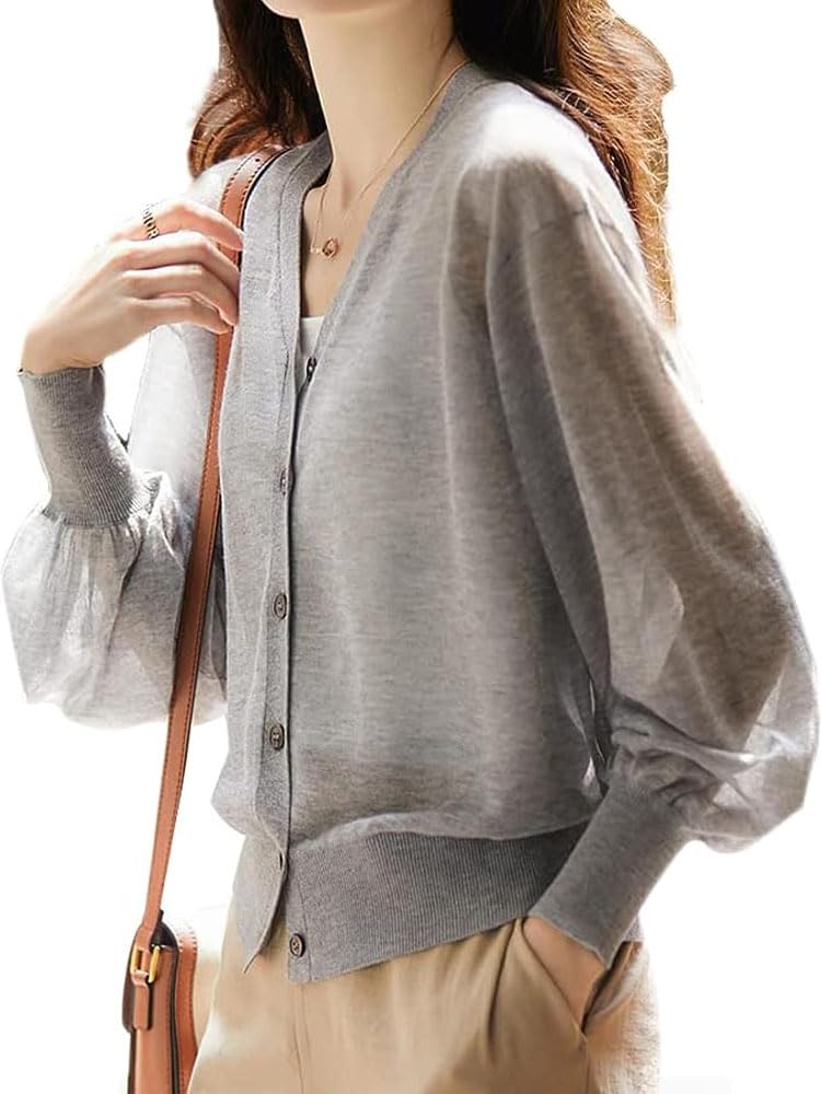 【送料無料】LIYURLTA カーディガン レディース 接触冷感 UVカット 薄手 パフスリーブ 柔らか ゆったり..