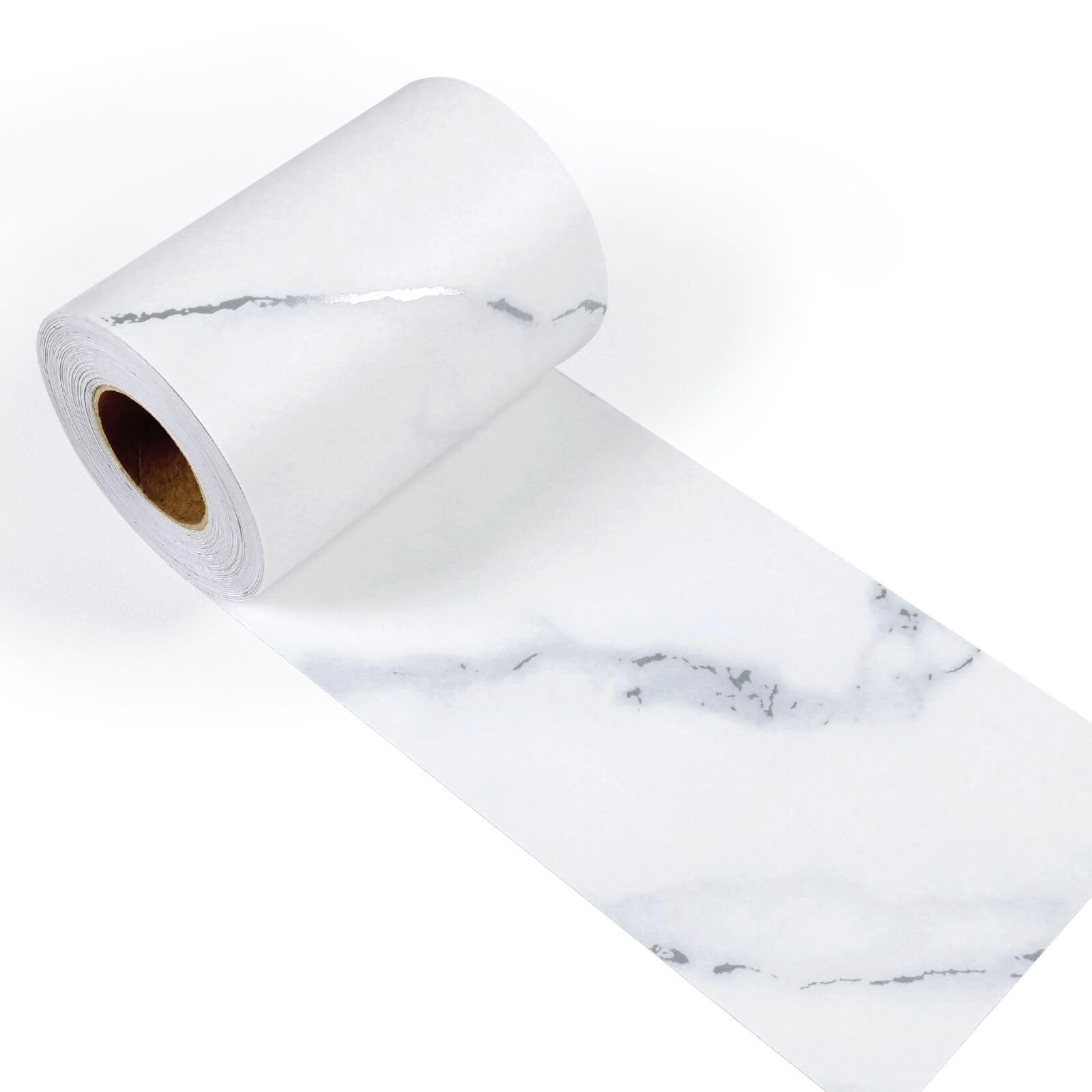 【送料無料】VEELIKE 巾木専用 マスキングテープ 壁紙 大理石風 壁シート リメイクシート 幅広 10cm×10m 光沢なし ホワイト×シルバー 防水 防油 耐熱 厚手 ドア 窓枠用 カッティングシート 剥がせる壁紙シール マット感 賃貸 OK 防カビ お サイズ：幅10 cm x 長さ10 m