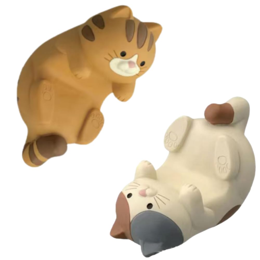 【送料無料】Tropchou 猫 スマホスタンド 眼鏡置き 2個セット インテリア 玄関 リビング オフィス 色:トラ猫三毛猫