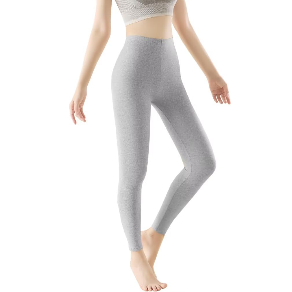 【送料無料】[Running sheep] 防寒タイツ レディース あったかインナー 綿 ズボン下 保温 インナーウェア レギンス ステテコ ロング インナースパッツ 色：ライトグレー、サイズ：XL