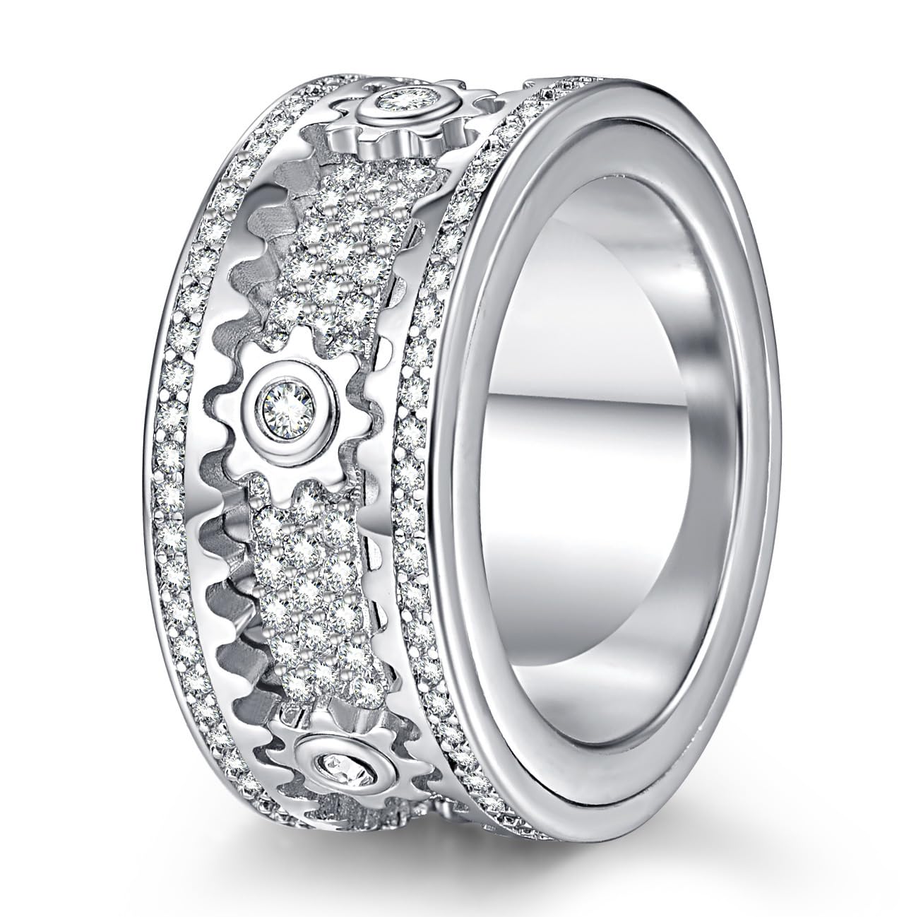 【送料無料】083BASE | ユニークギアデザイン メンズリング | 銅製 | 10mm幅 | キュービックジルコニア..