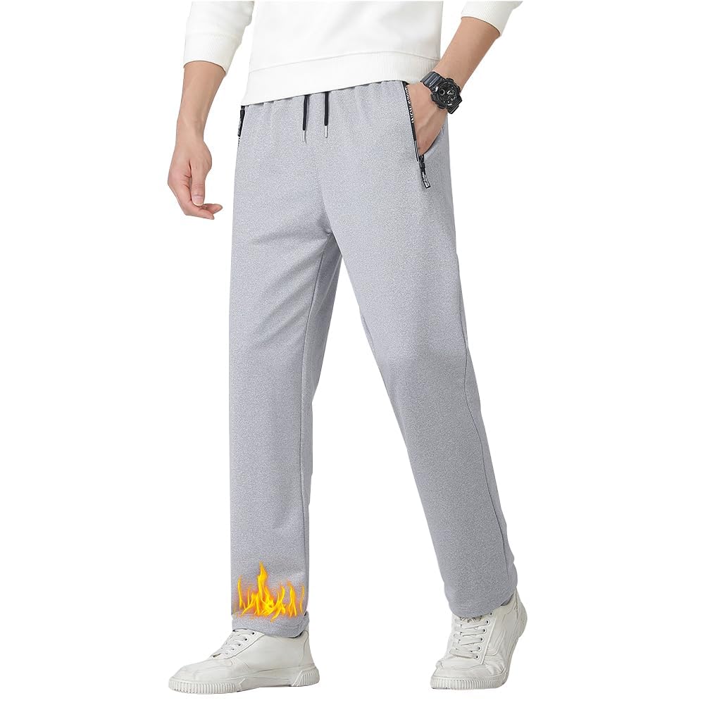 【送料無料】[Cailin Kailun] メンズ ロングパンツ ゆったり 快適 無地 調整紐 軽快 カジュアルぱんつ 春秋冬 メンズ ボトムス 色：11-ライトグレー(裏起毛)、サイズ：5XL
