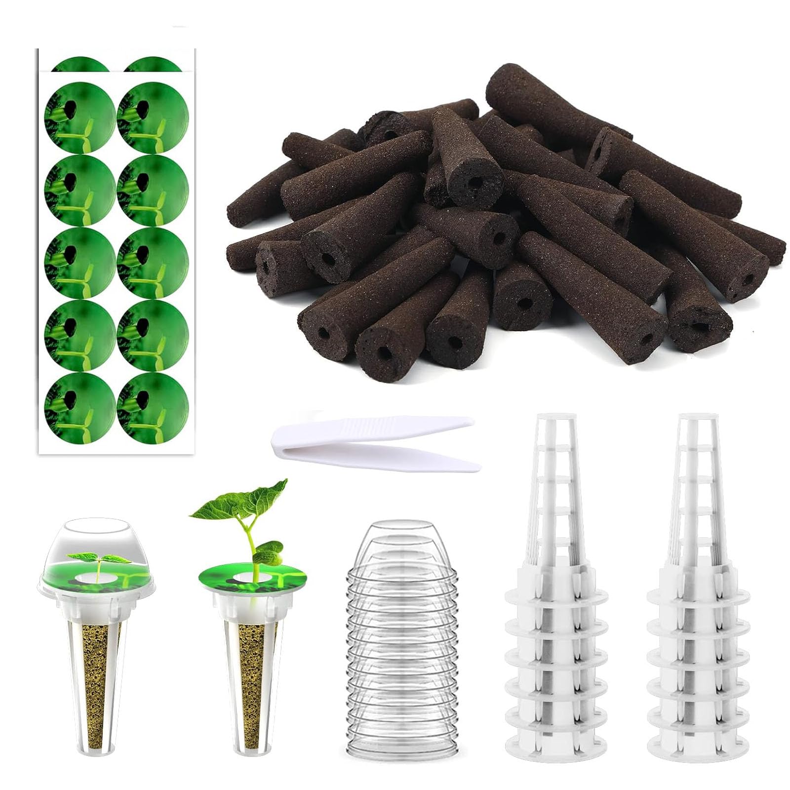 【送料無料】サムコス 水耕栽培キット 57点フルセット 栽培スポンジ12個+定植かご12個+専用蓋12個+ラベ..