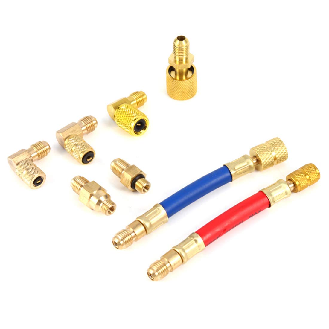 【送料無料】STRIVEHUGTOSUCCESS R134A R12カーエアコン冷凍変換真鍮フレキシブルアダプターオスメスアダプターコネクターホースセットキット サイズ：1/4
