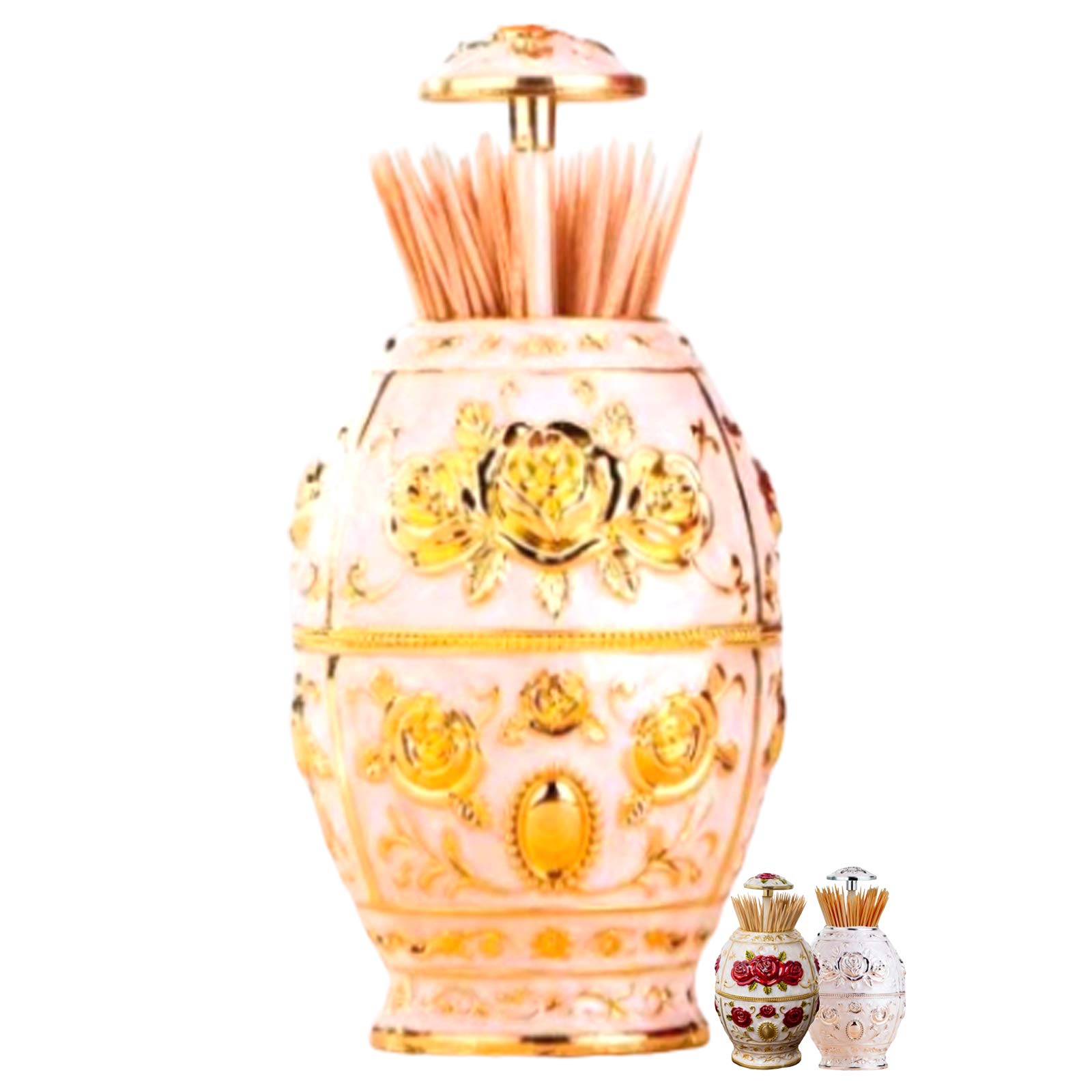 【送料無料】S.fields.inc 爪楊枝入れ 北欧風 アンティーク調 ワンプッシュ 自動 中世 色：ゴールド