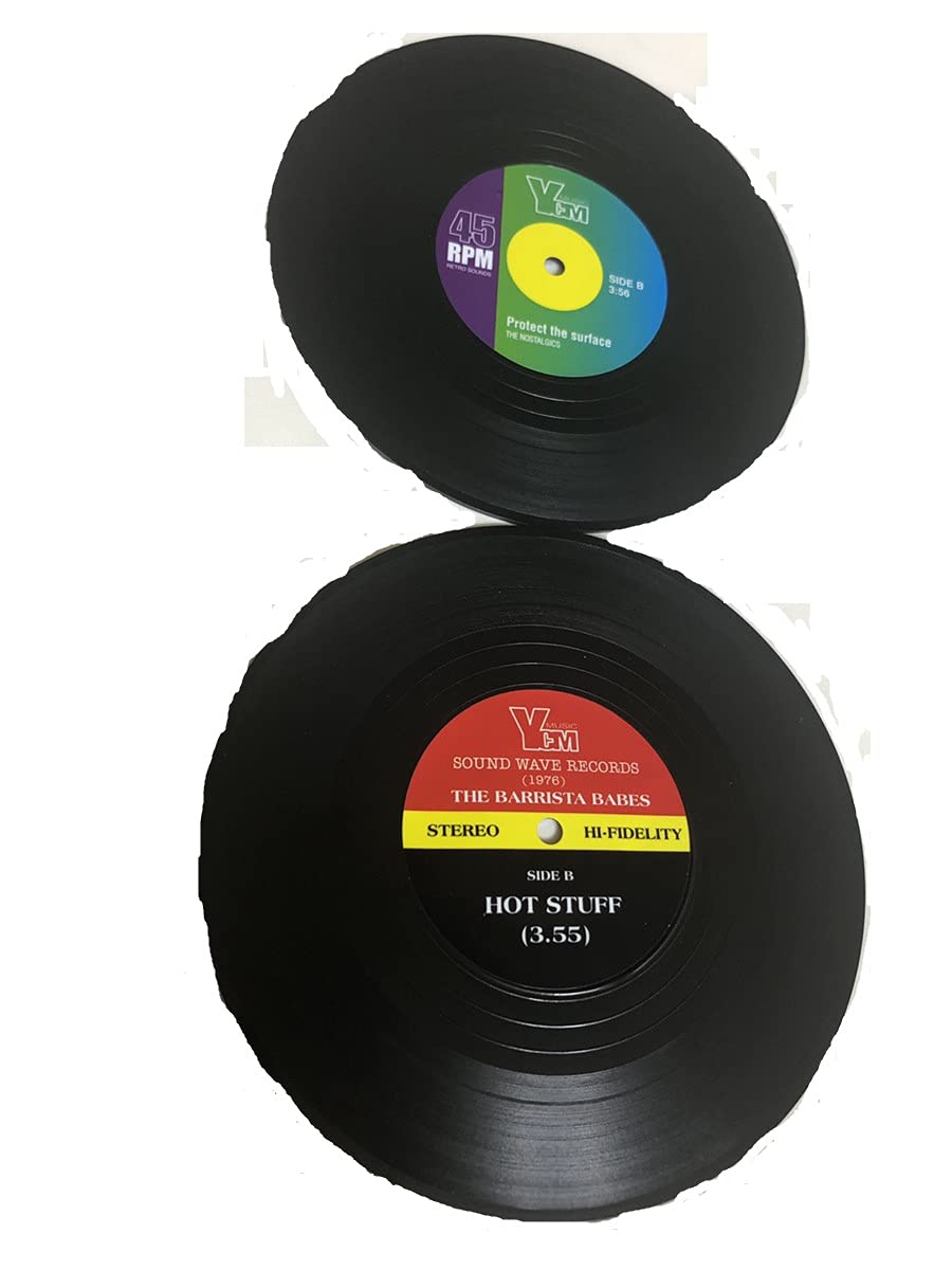 【送料無料】[カロカック]レコードコースター シリコン おしゃれ シリコンコースター コップ用マット コーヒー ドリンク コースター 色：D