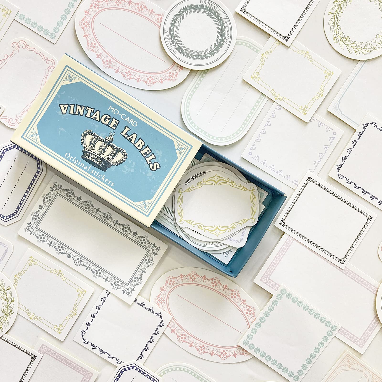 【送料無料】TNYKER シール ステッカー フレークシール ラベル 60枚 アンティーク レトロ ミニメモ ジャンクジャーナル コラージュ 手帳 ノート アルバム カレンダー 紙箱入り （ミニメモ）