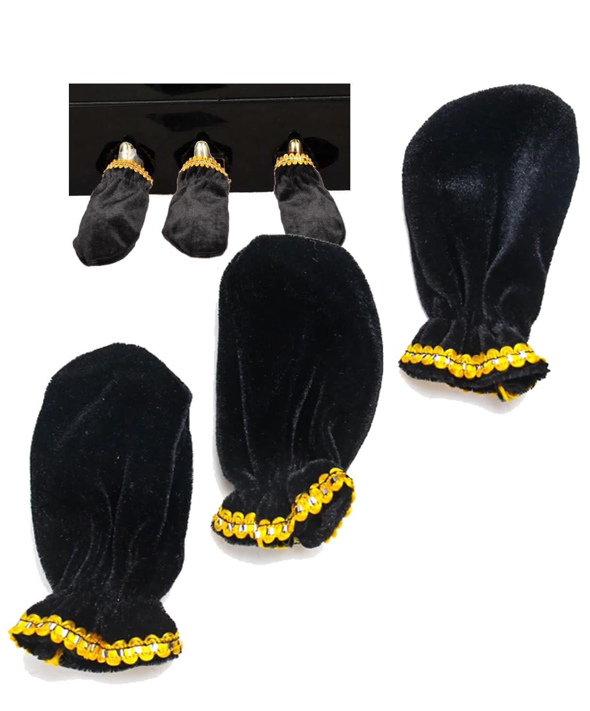 【送料無料】S.fields.inc ピアノペダルカバー 3個セット ダンパーペダル 補助ペダル ベルベット生地 色：ブラック