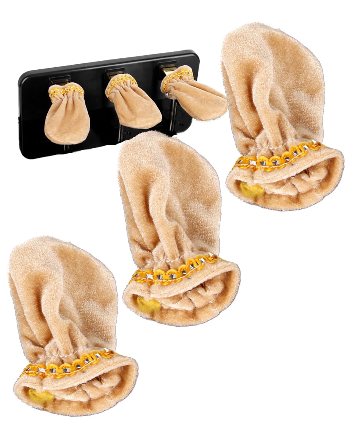 【送料無料】S.fields.inc ピアノペダルカバー 3個セット ダンパーペダル 補助ペダル ベルベット生地 色：キャメル